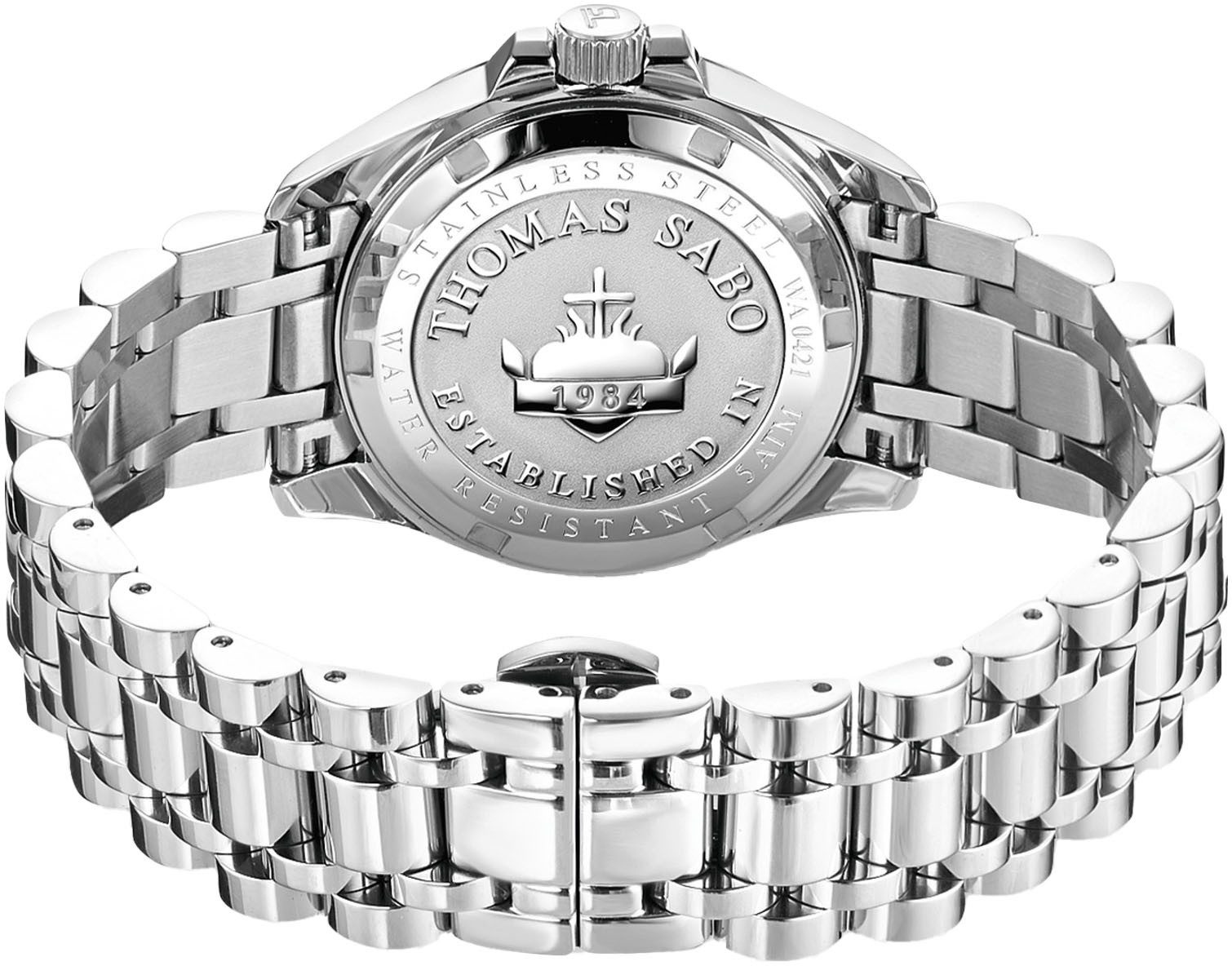THOMAS SABO Kwartshorloge DIVINE FLOWER Horloge, dameshorloge, stalen band, analoog, dag, zirkonia (synth.)