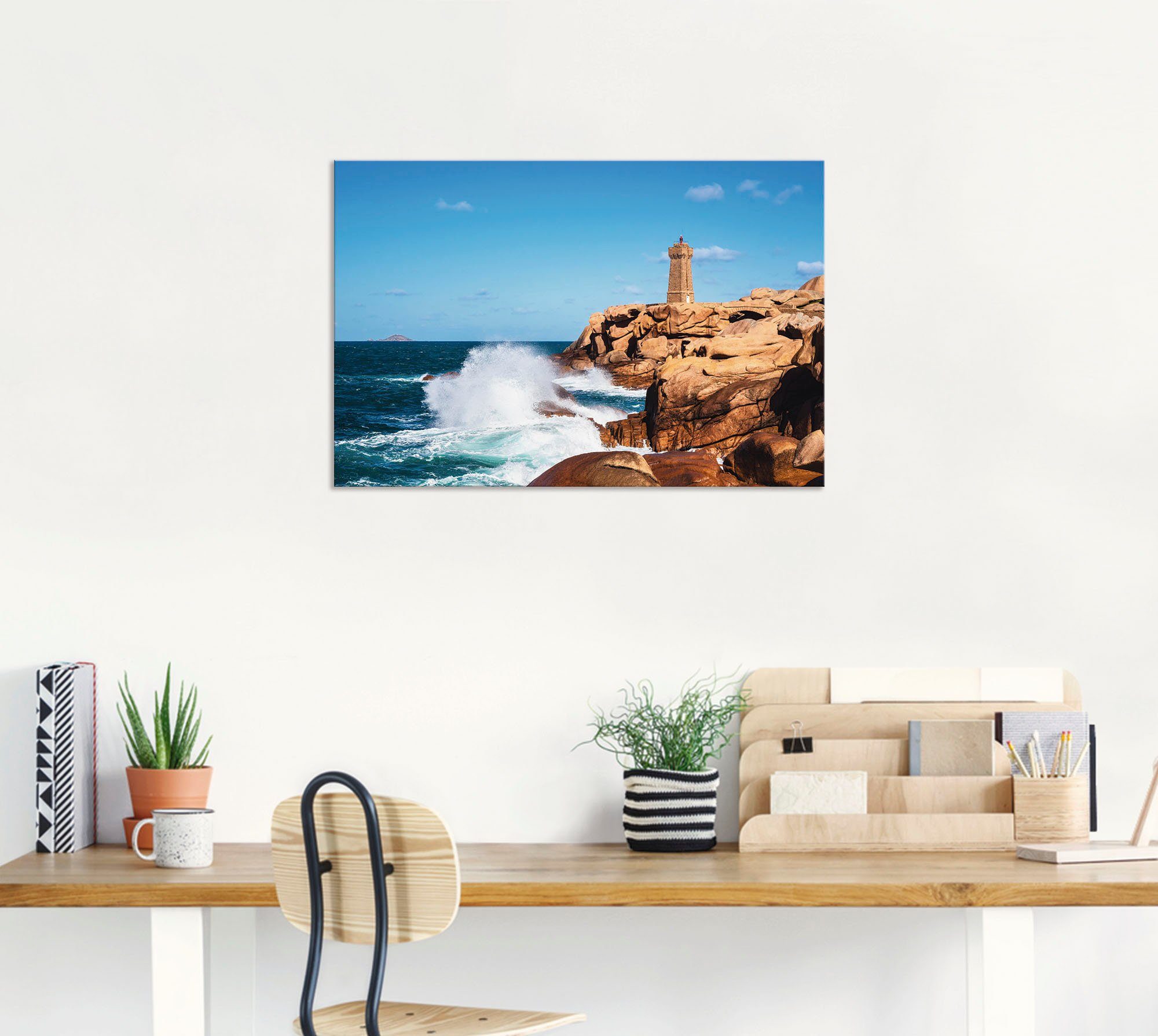 Artland Artprint Kust van de Atlantische Oceaan Bretagne bij Ploumanach als artprint van aluminium, artprint op linnen, muursticker of poster in verschillende maten