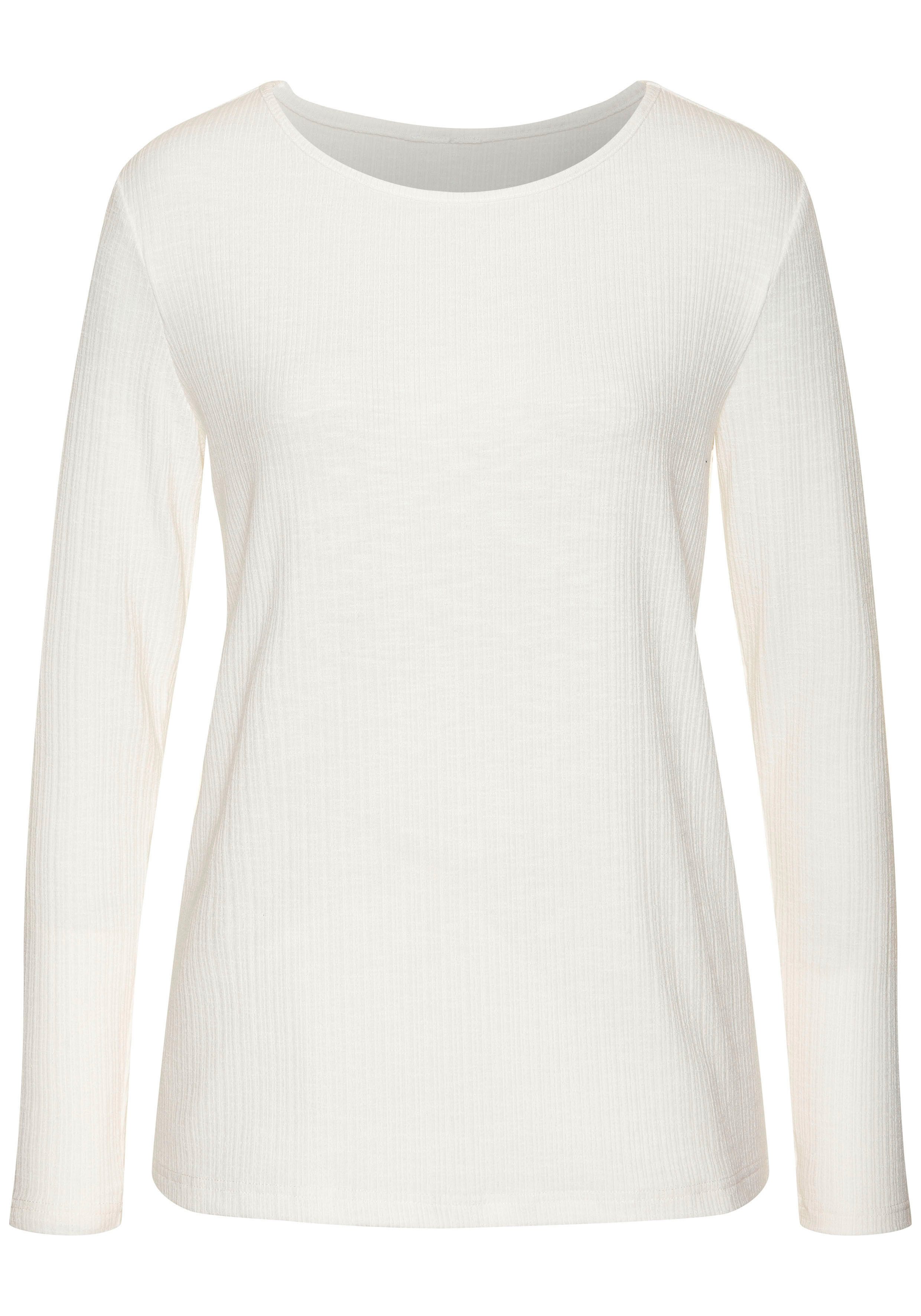 Vivance Shirt met lange mouwen Met modieuze ribstructuur gemaakt van soepelvallende kwaliteit met viscose (Set van 2)