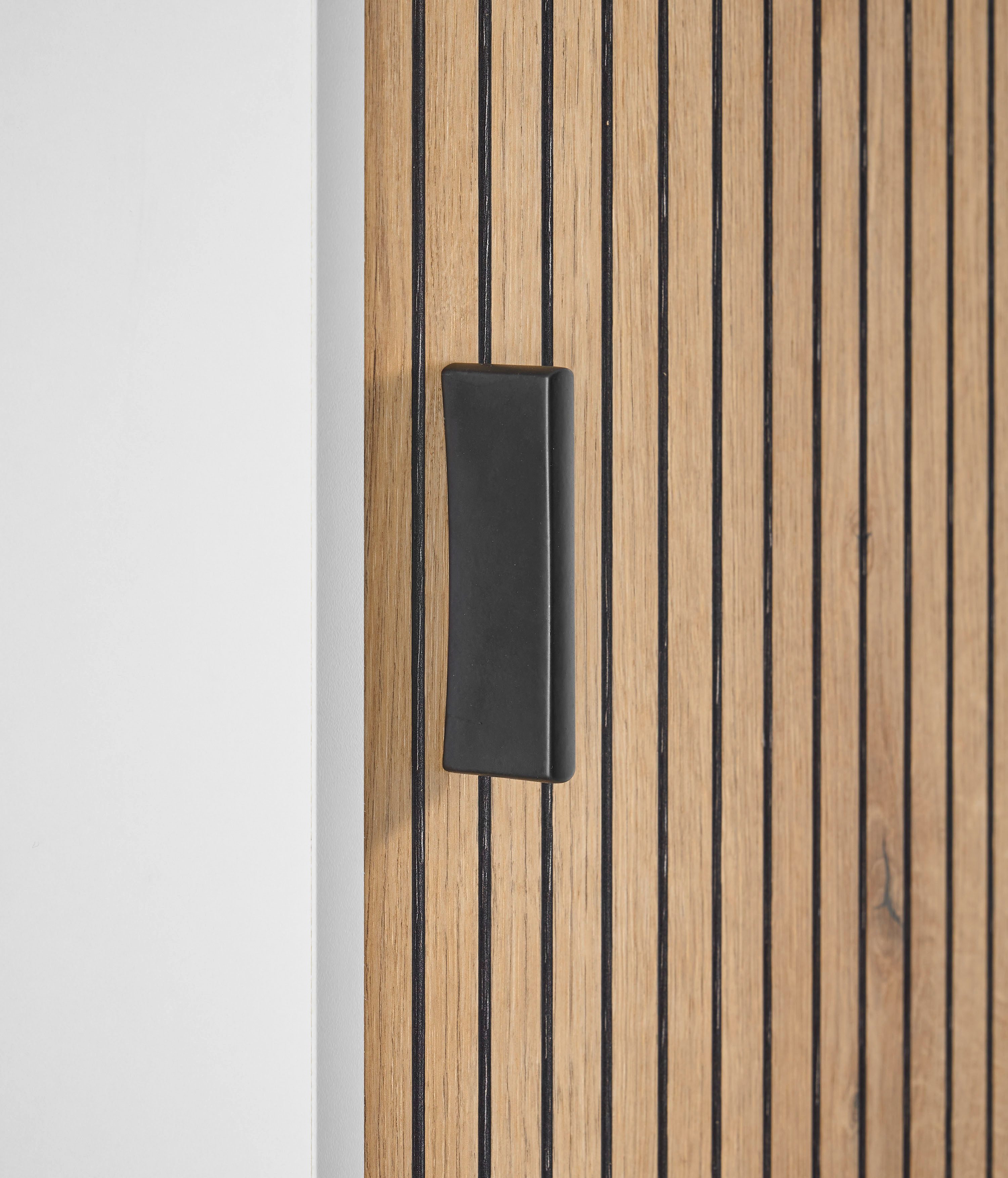 INOSIGN Wandmeubel Hudson met moderne groevenlook, handgrepen van metaal (zwart), breedte 328 cm (set, 5-delig)