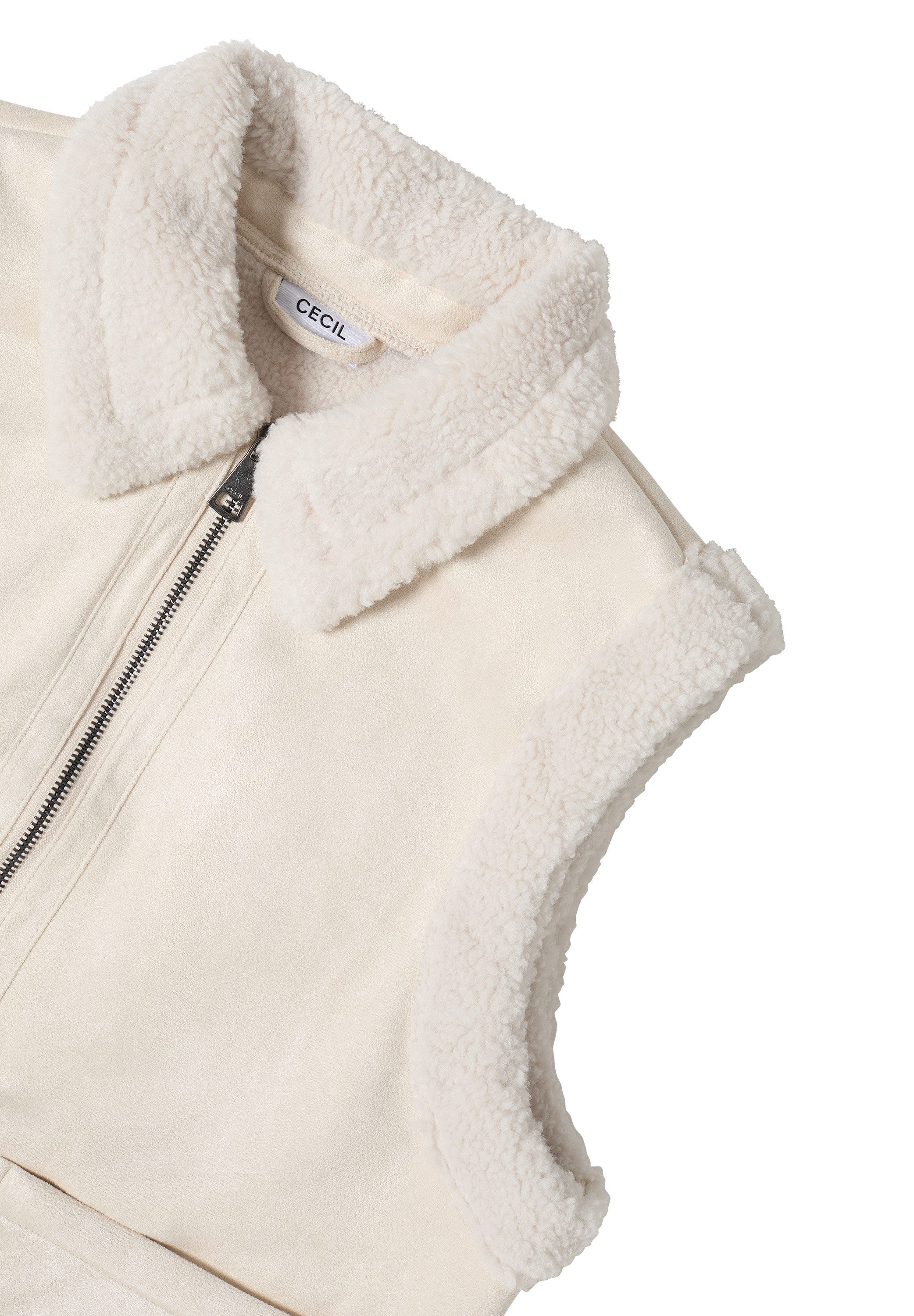 Cecil Mouwloos pluchen vest met teddy voering en ritssluiting