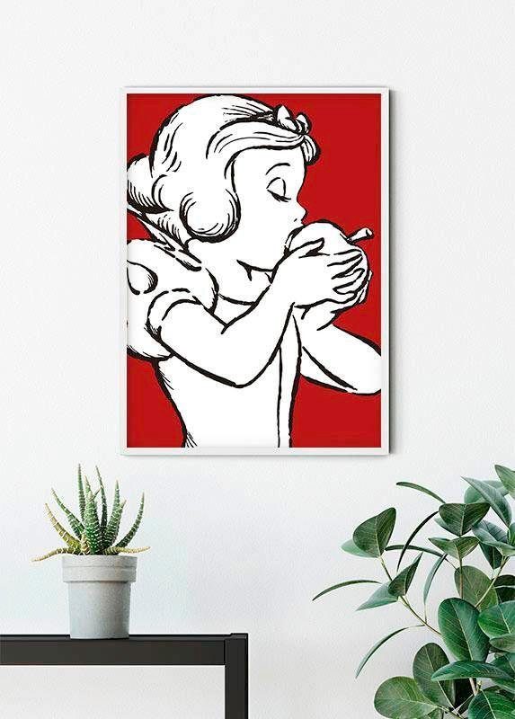Komar Wanddecoratie Snow white Apple Bite - red Wanddecoratie voor de kinderkamer - zonder lijst (1 stuk)