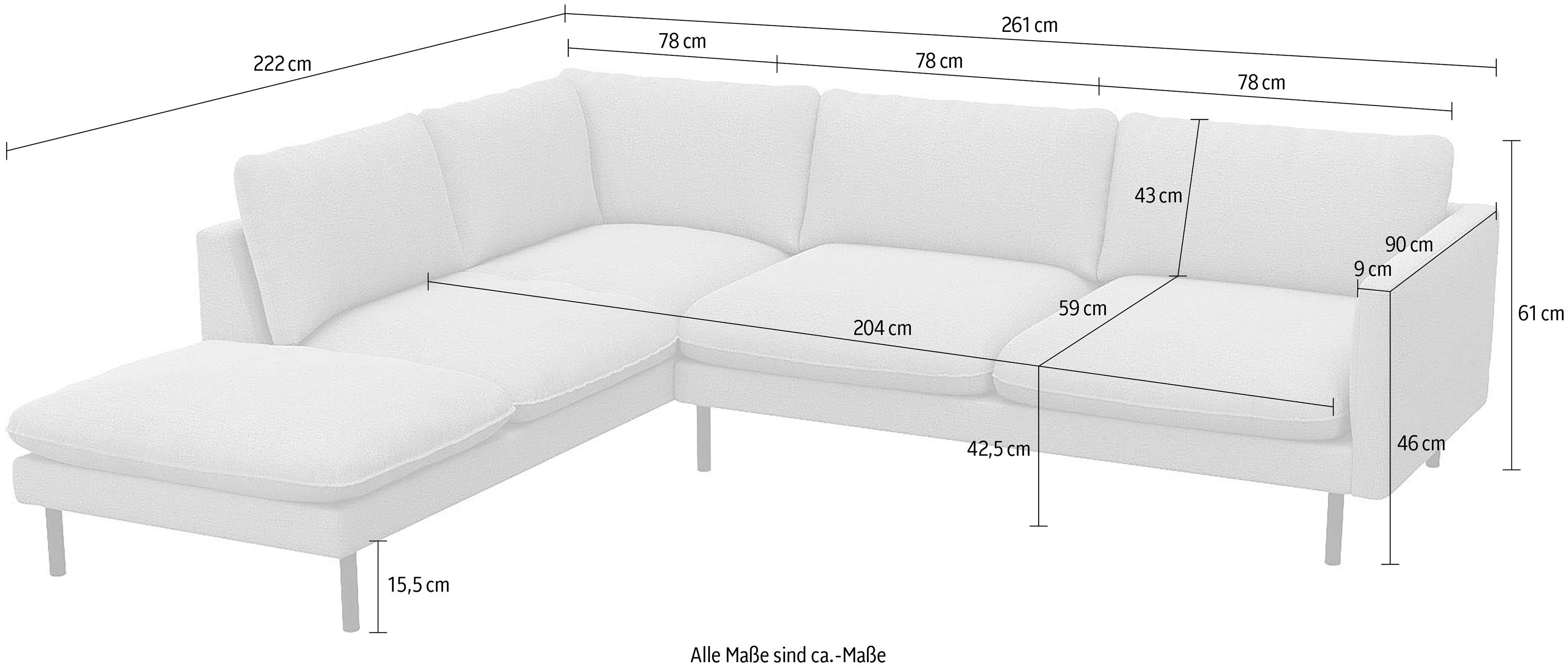 FLEXLUX Hoekbank Bolzano designbank, comfortabel door koudschuim in de zitting, L-vorm