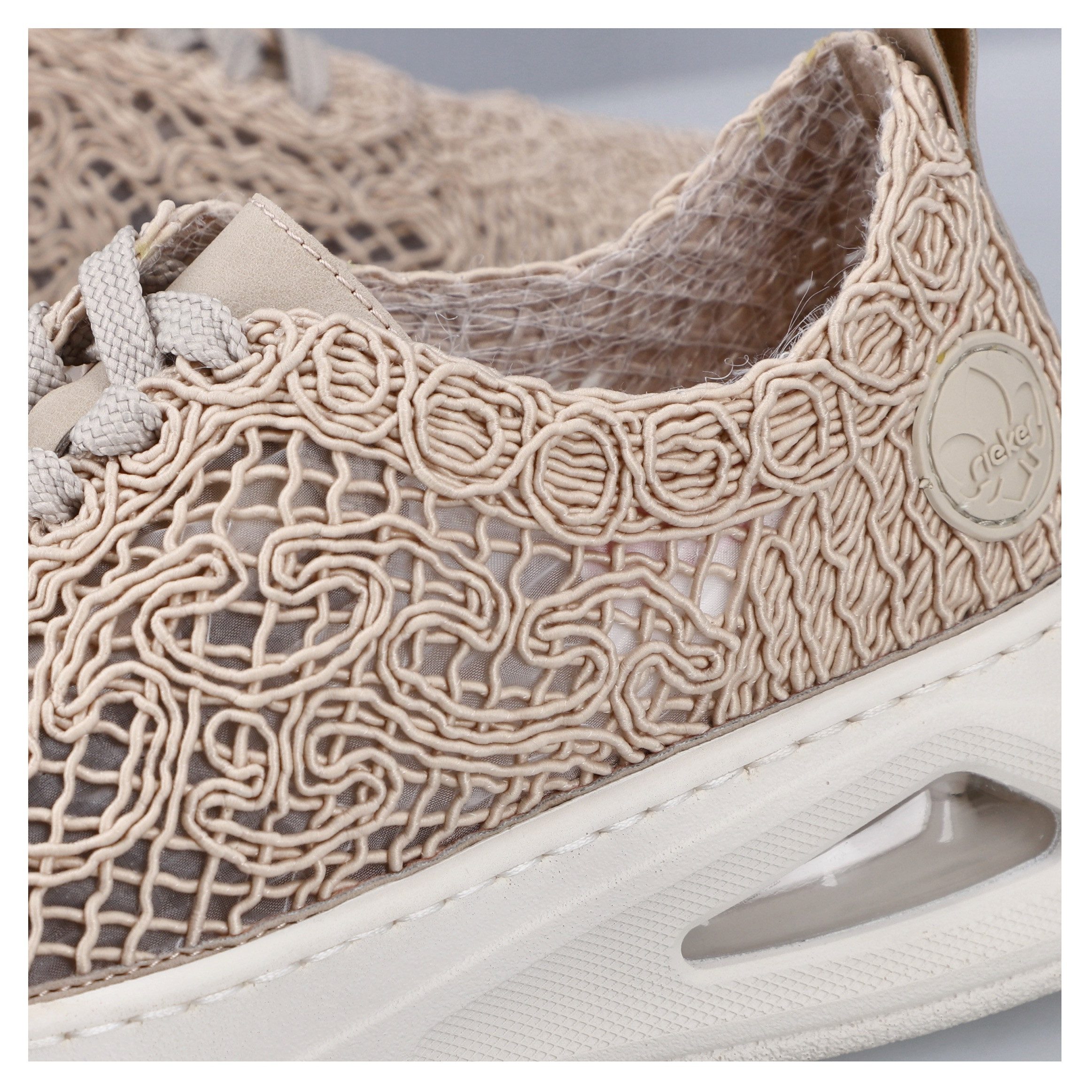 Rieker Plateausneakers , veterschoen, lage schoen in zomerse macramé-look
