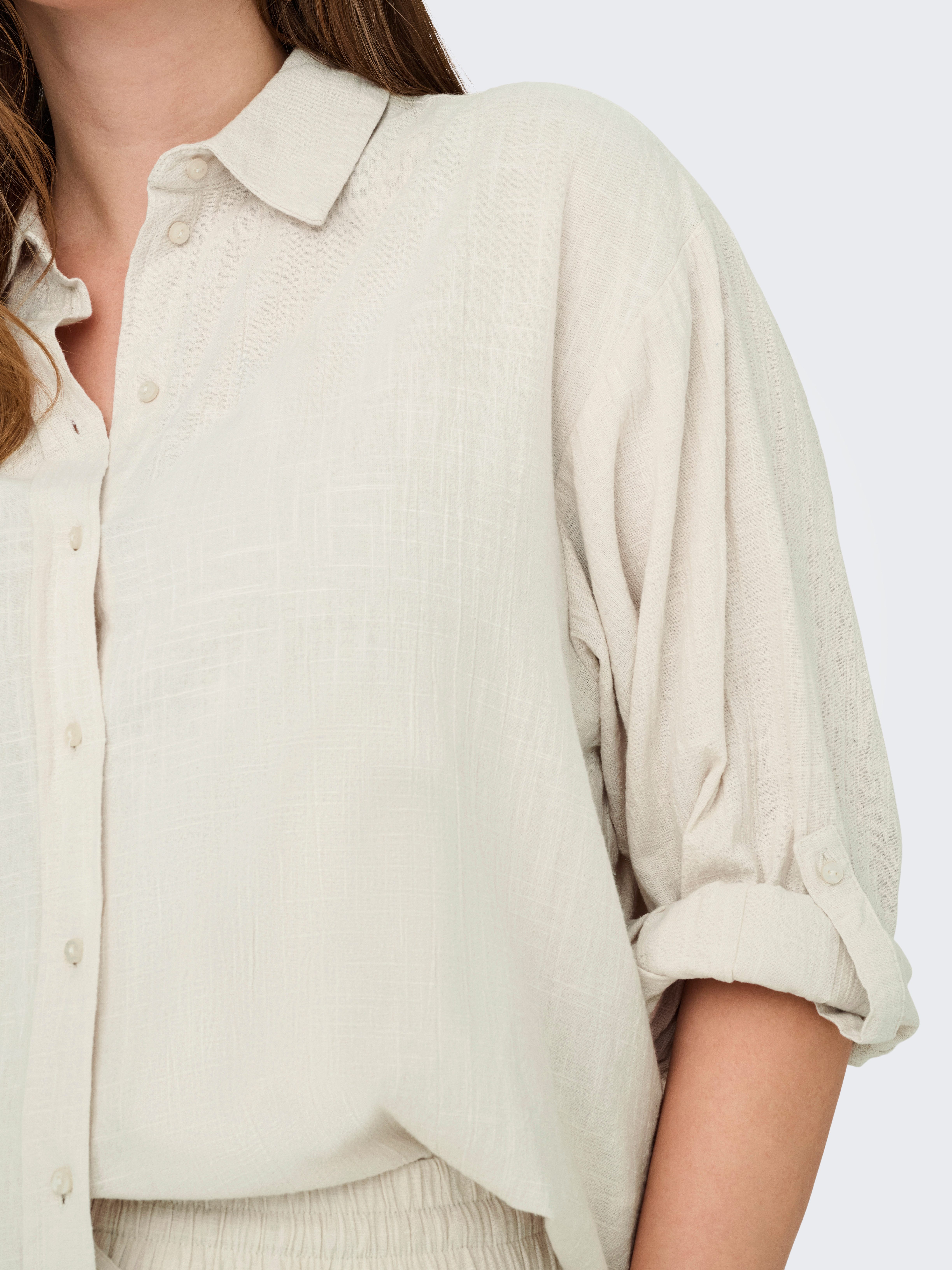 ONLY CARMAKOMA Blouse met lange mouwen CARTIZANA COTTON L/S SHIRT WVN NOOS