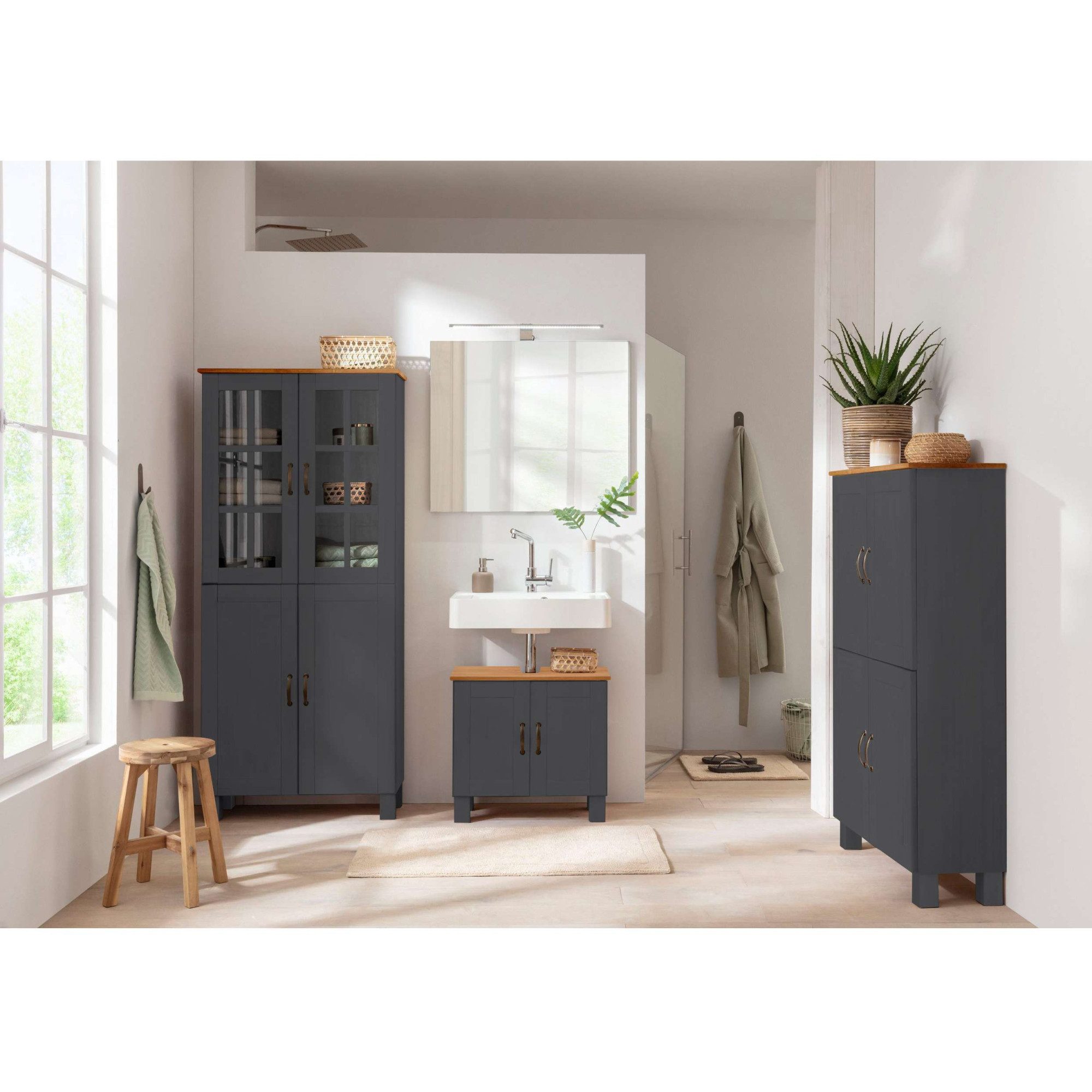 Home affaire Hoge kast Rodby Massief, FSC®-gecertificeerd hout, breedte 75 cm, hoogte 170 cm