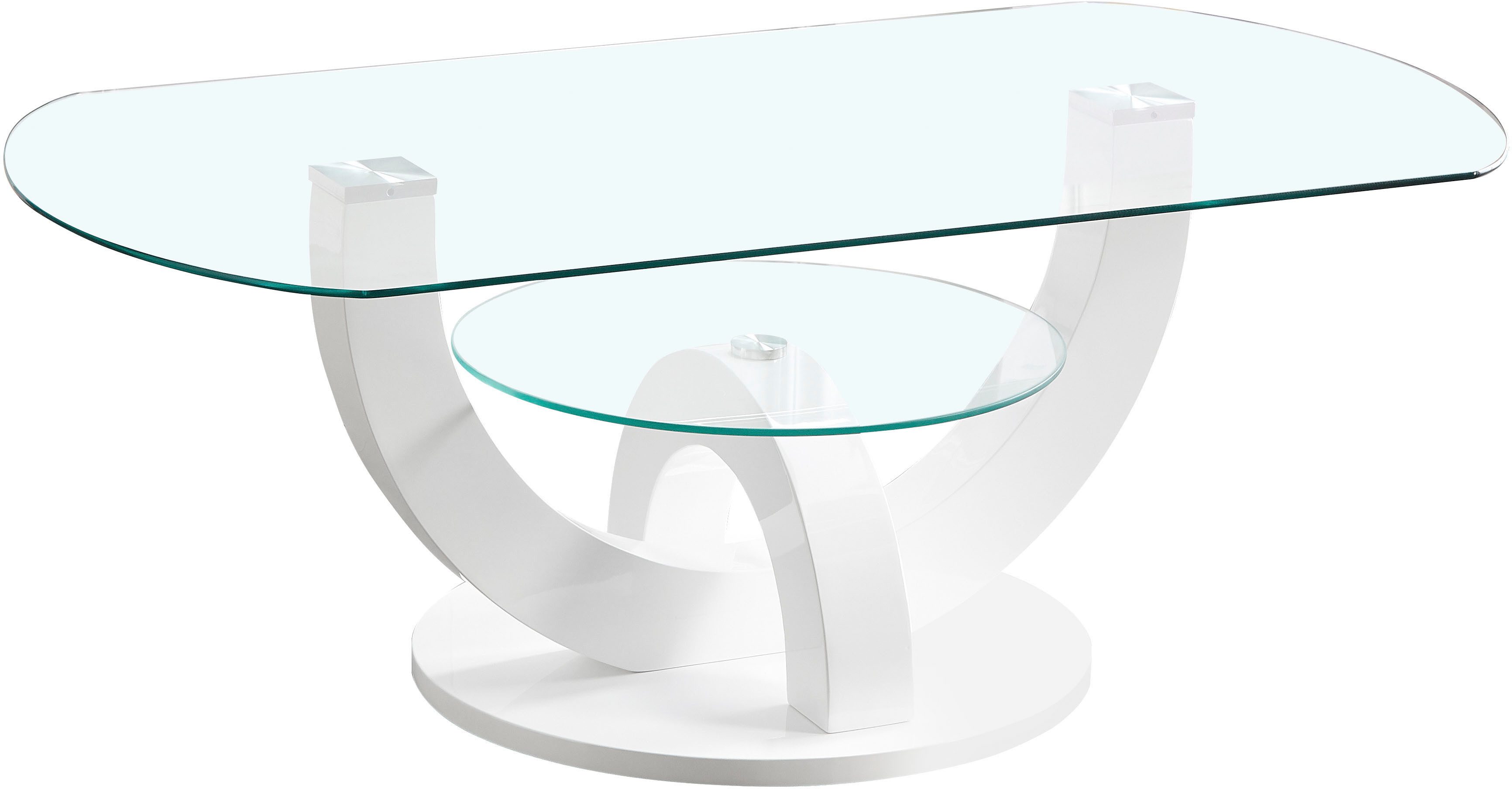 Stolkom Salontafel Boston, TOPSELLER! Glas tafel, tafel met U-vorm frame in wit hoogglans