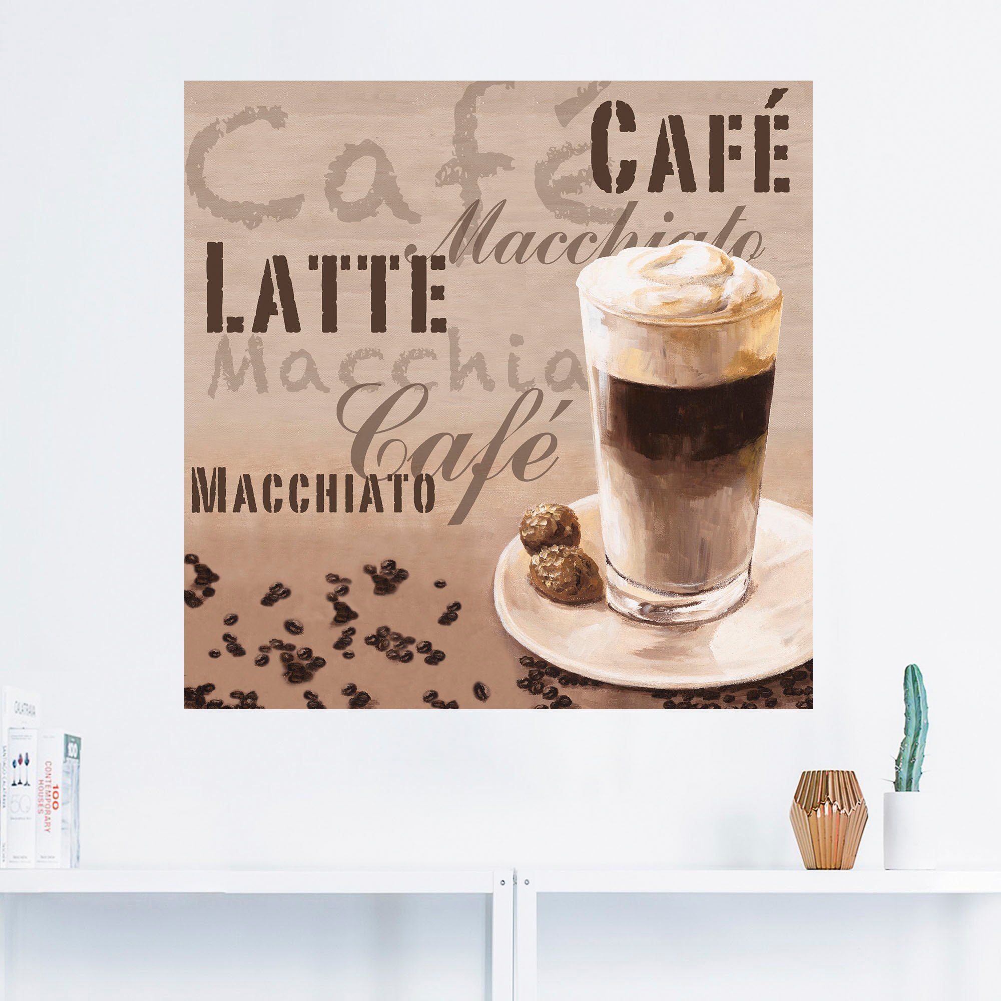 Artland Artprint Koffie - latte macchiato als artprint op linnen, muursticker in verschillende maten