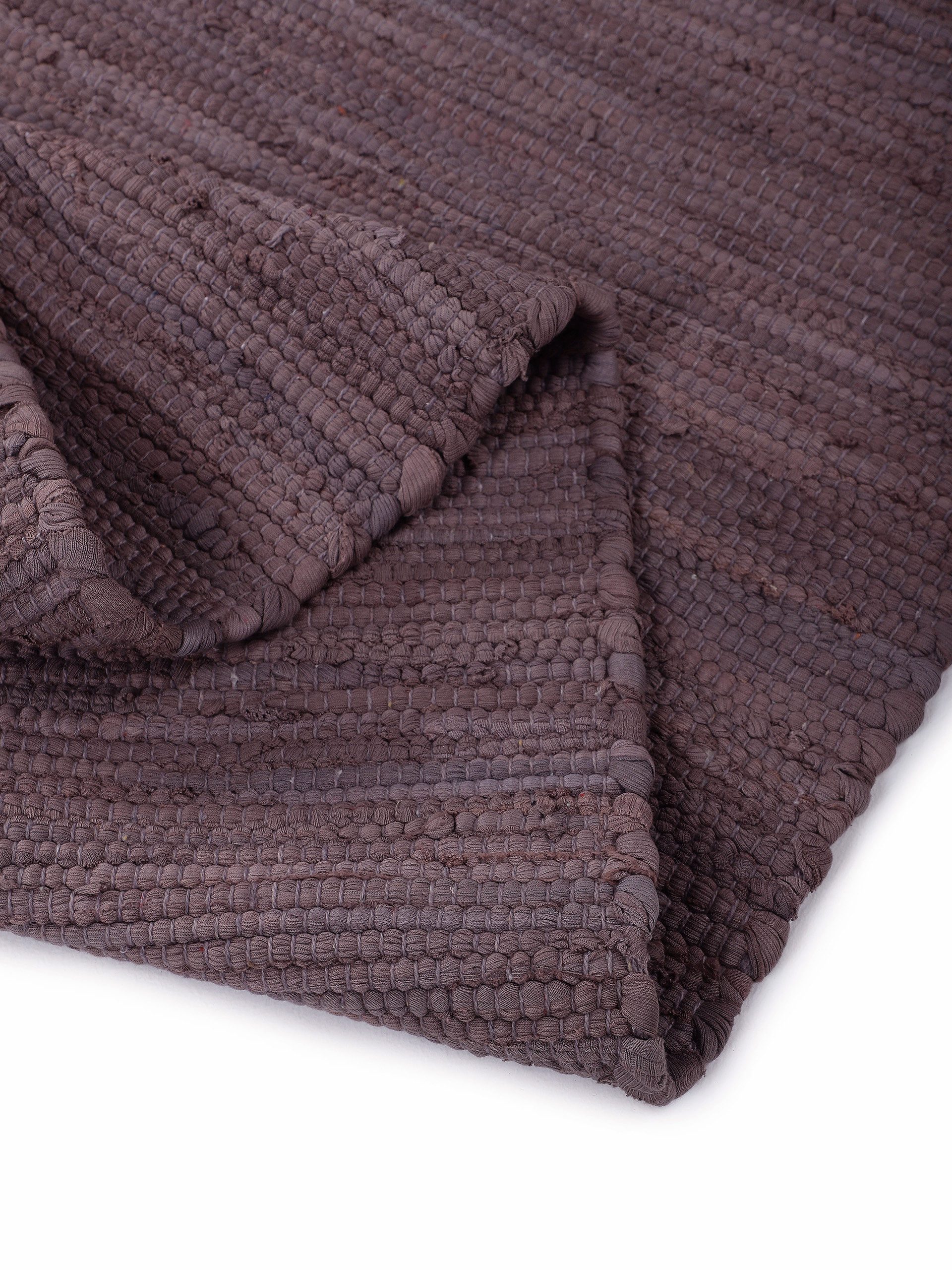 carpetfine Vloerkleed Kelim Chindi uni Tweezijdig te gebruiken kleed, puur katoen, met de hand geweven, unikleuren, met franje