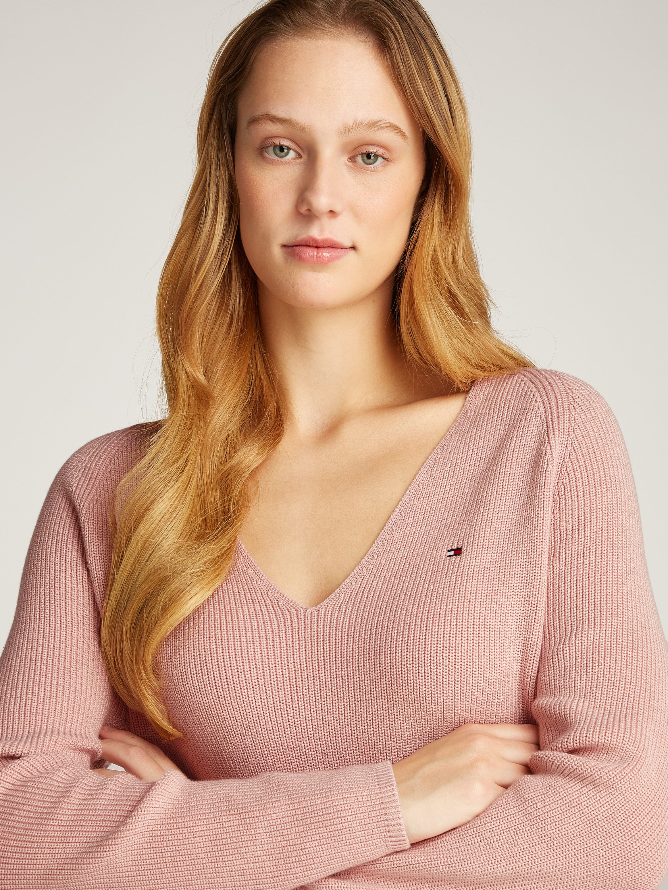 Tommy Hilfiger Gebreide trui CO CARDI STITCH V-NK LS