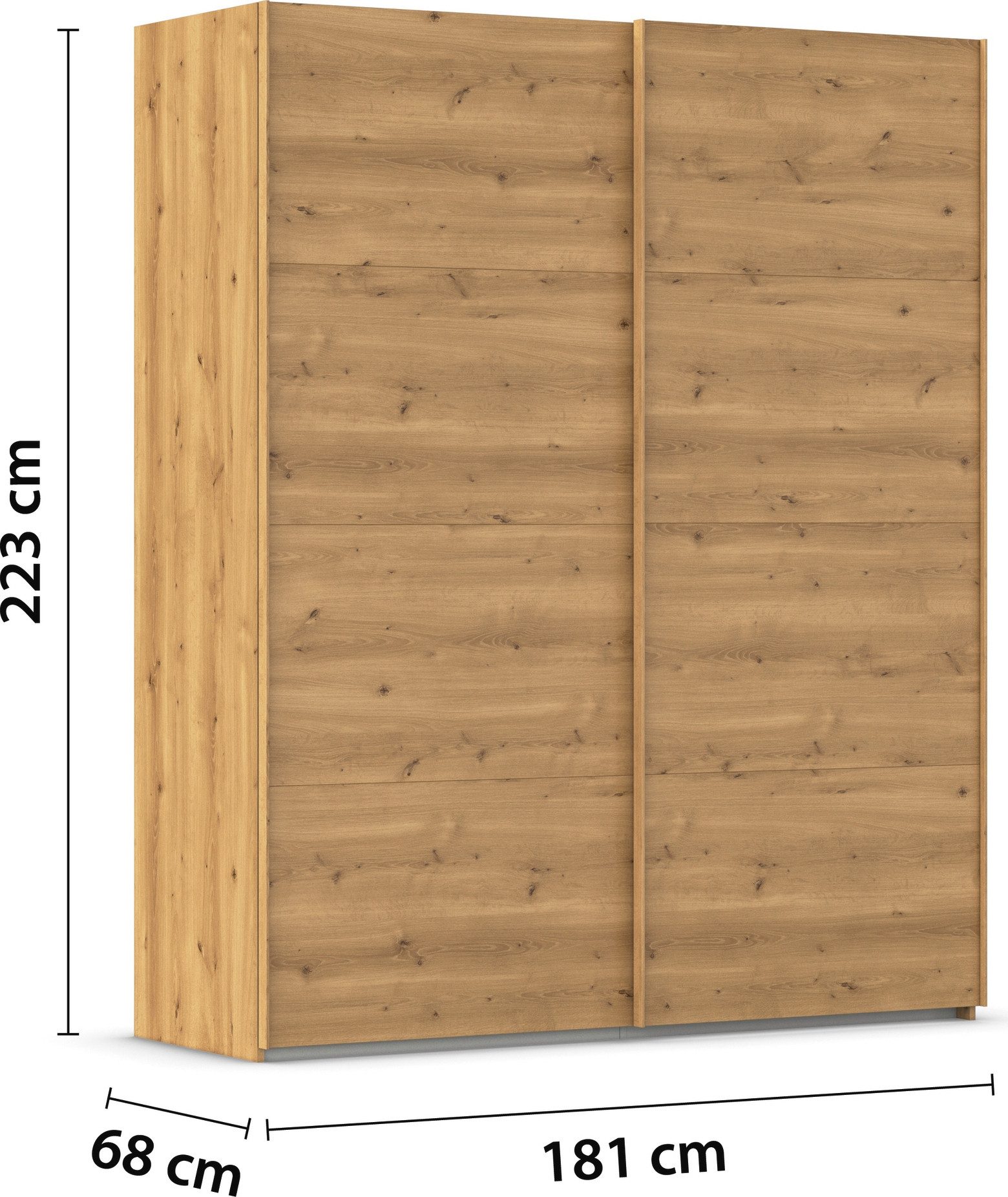 rauch Schuifdeurkast Kledingkast Kast Garderobe Slaapkamerkast EVELYN in elegante stijl, in 5 breedtes, handgrepen in corpuskleur made in germany
