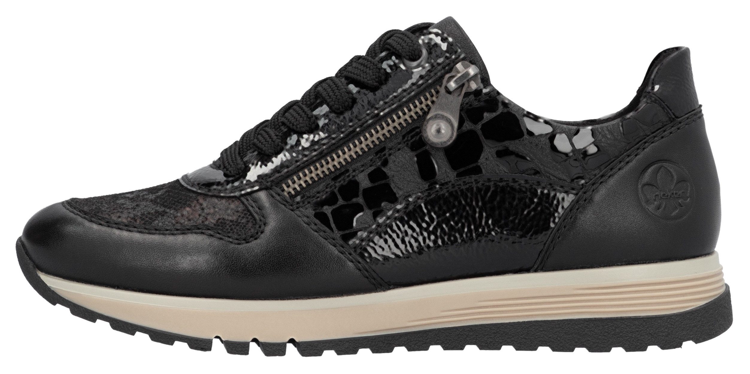 Rieker Sneakers , vrijetijdsschoen, lage schoen, veterschoen met buitenrits
