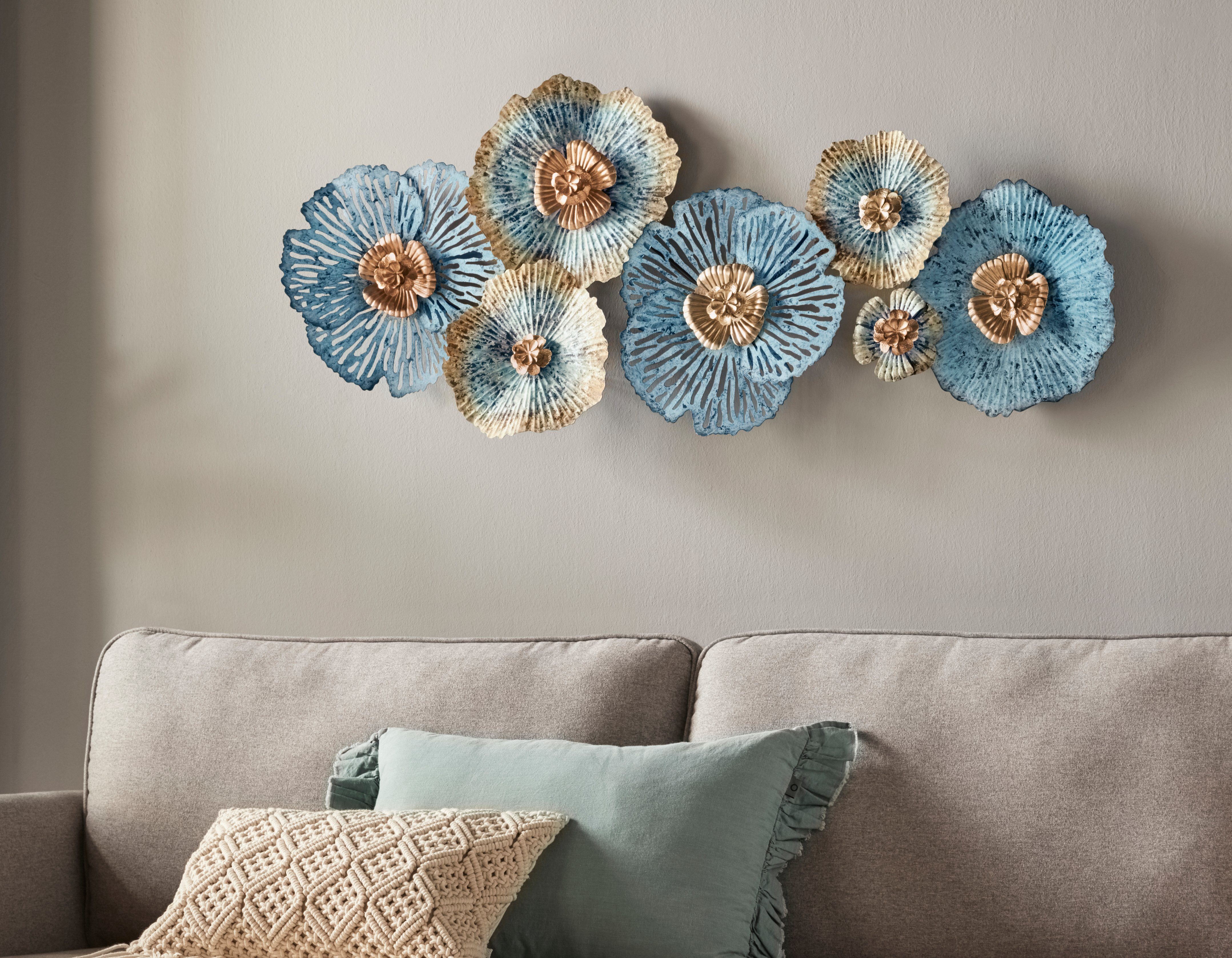 Home affaire Sierobject voor aan de wand Bloemen Wanddecoratie, van metaal, bestaand uit 7 bloemen