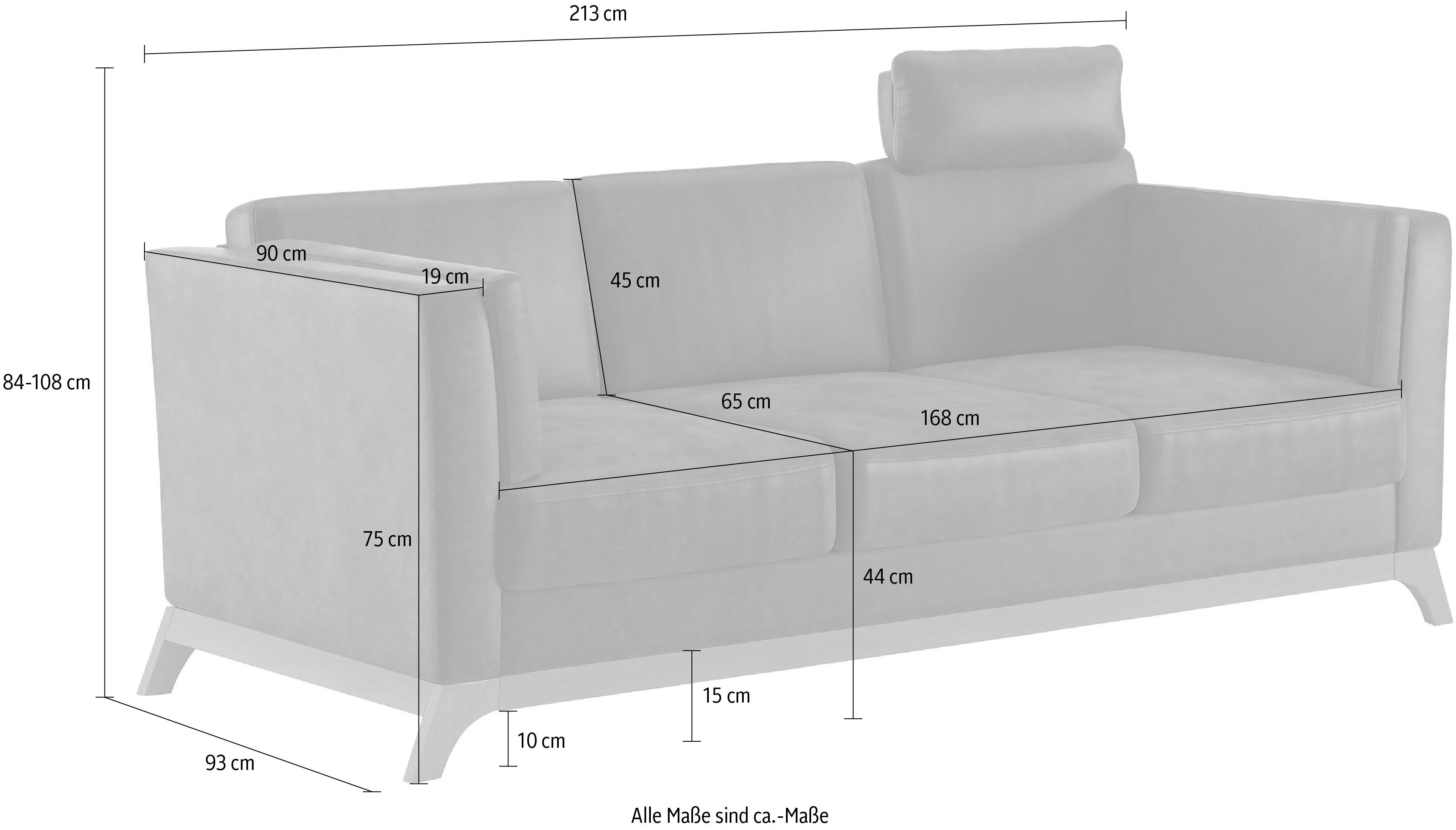 Home affaire 3-zitsbank Viva met houten frame van eikenhout