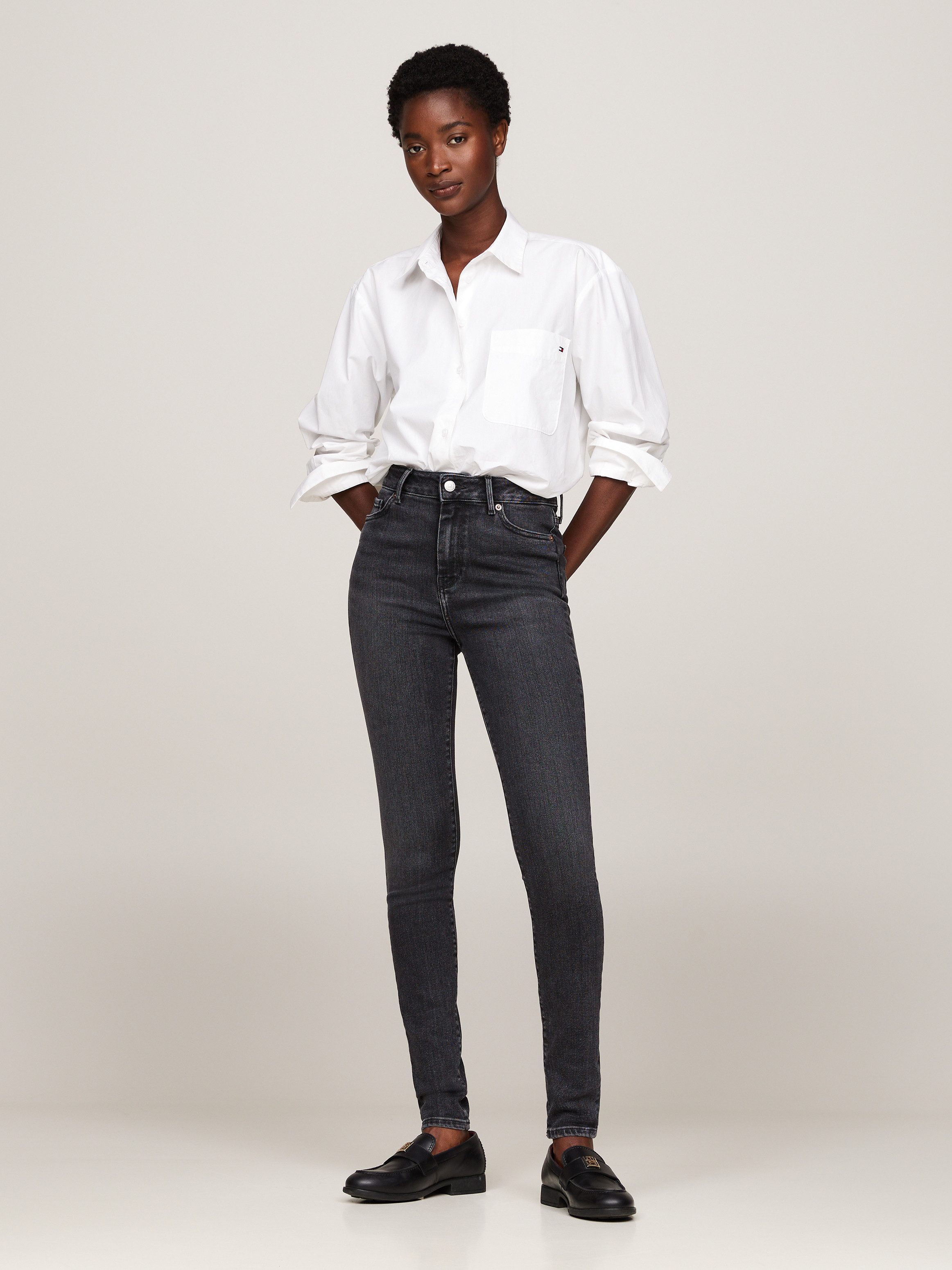 Tommy Hilfiger Skinny fit jeans HARLEM U SKINNY HW CAL met logo-badge