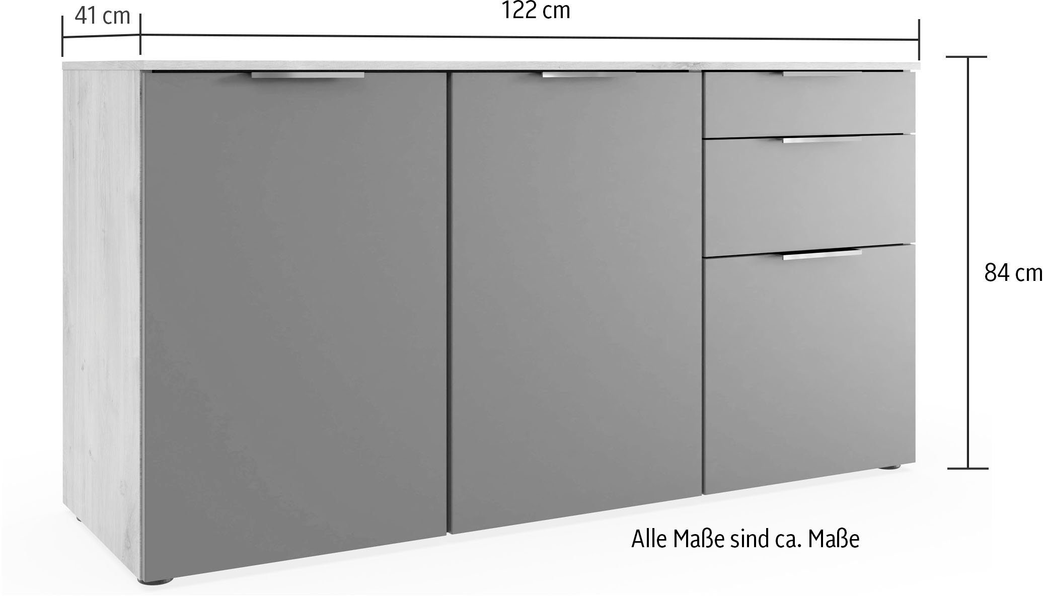 Wimex Kast met laden en deuren Level by fresh to go 3-deurs, met 2 laden en soft-close functie, 122 cm breed