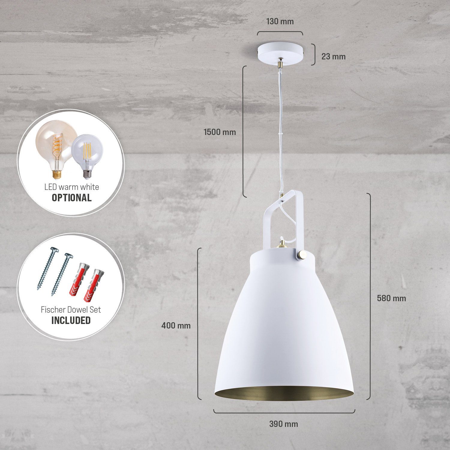 Paco Home Hanglamp BOONE PD Staande lamp modern woonkamer Industrial koplamp design E27