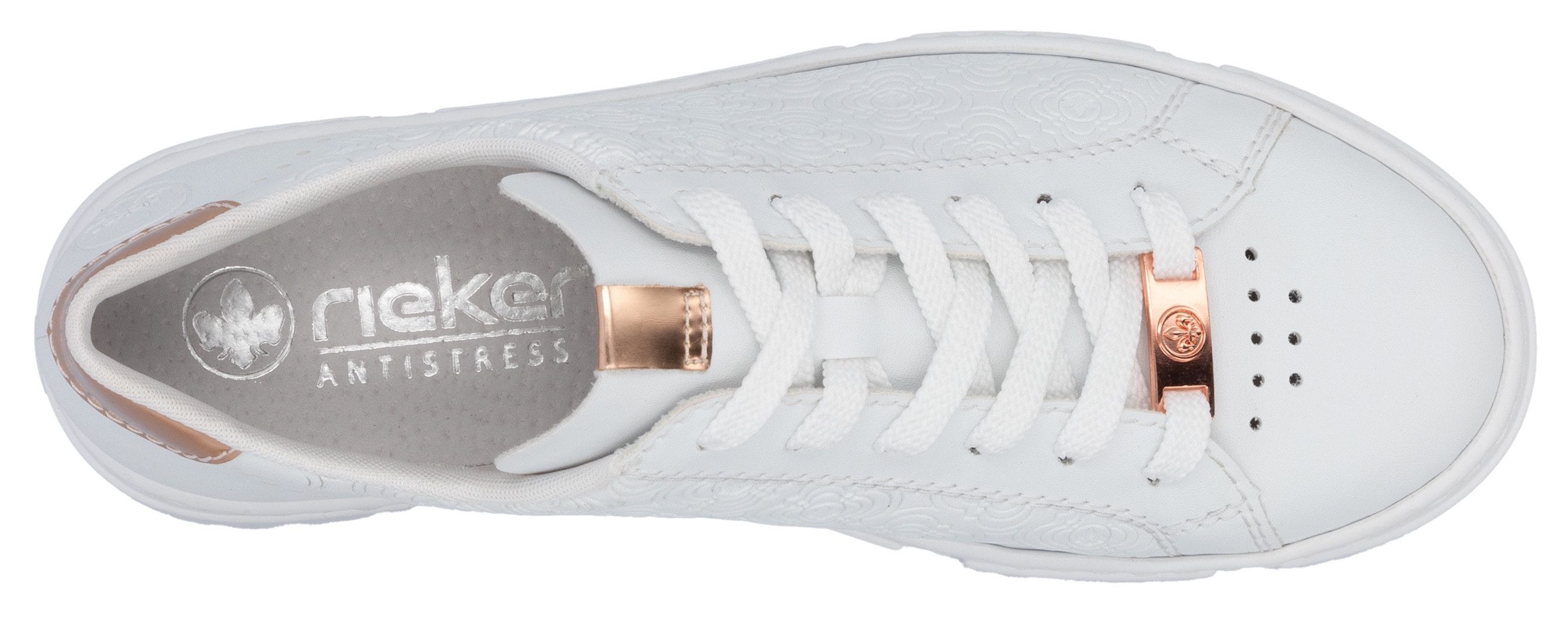 Rieker Plateausneakers met metallic-kleuraccenten, vrijetijdsschoen, lage schoen, veterschoen