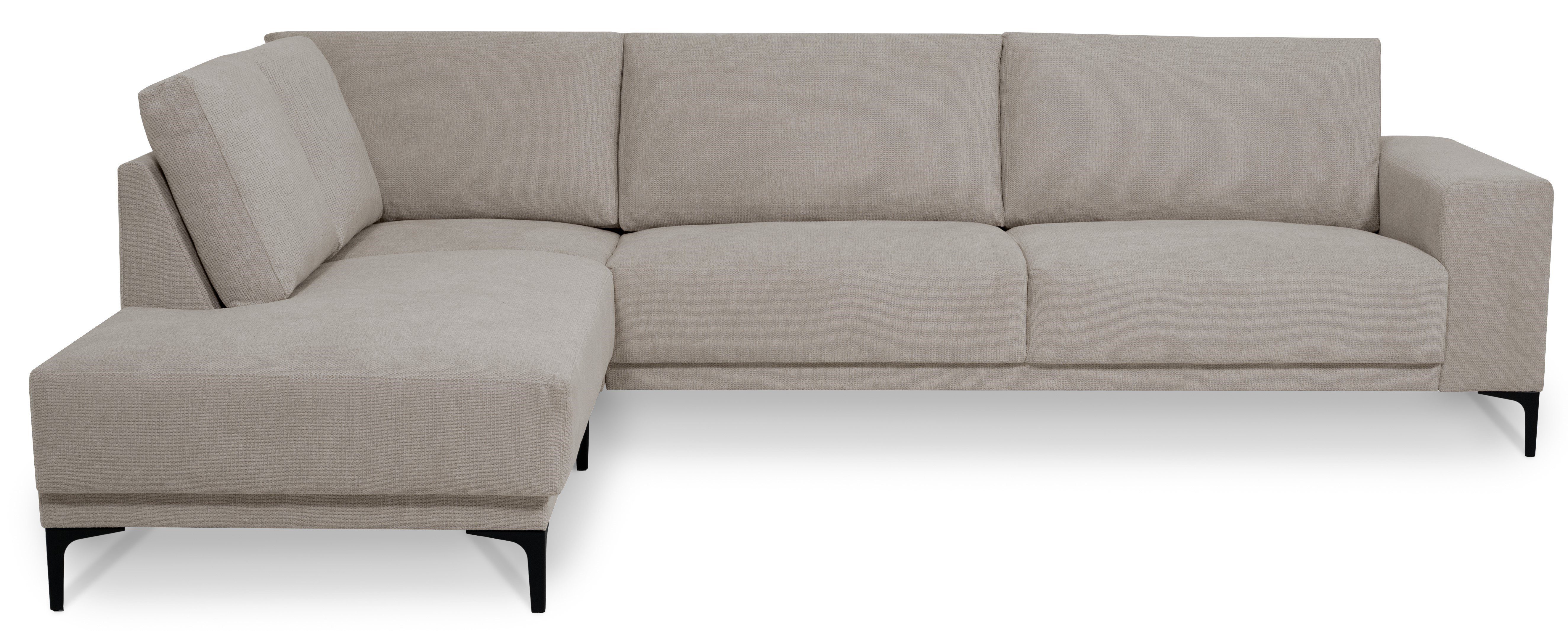 Places of Style Hoekbank Xander, L-model, Breedte 289 cm, geweven stof, soft-touch chenille, zwarte metalen voeten