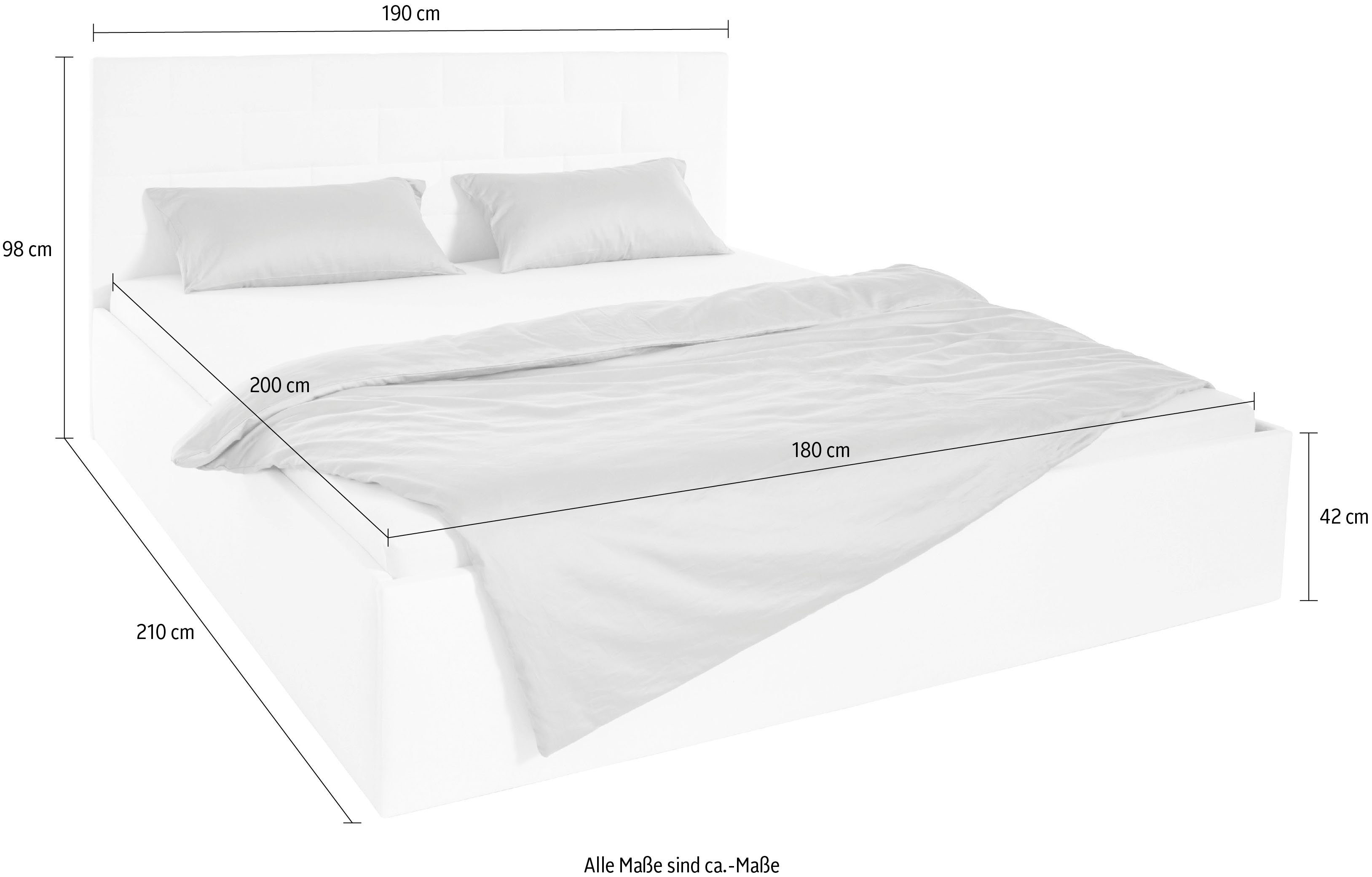 Westfalia Polsterbetten Gestoffeerd bed met bedkist bij uitvoering met matras