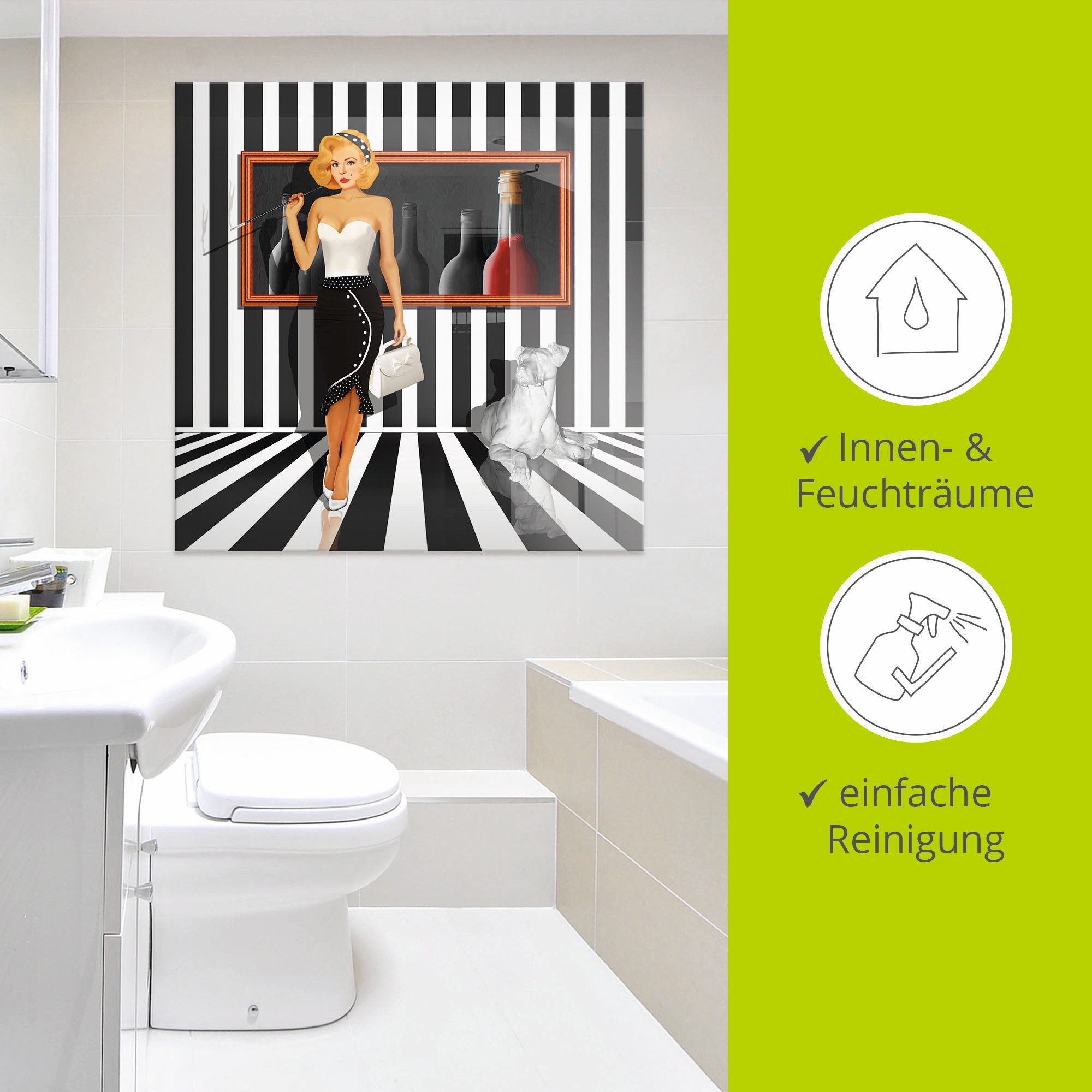 Artland Print op glas Het dameskwartet 4 zwart/wit