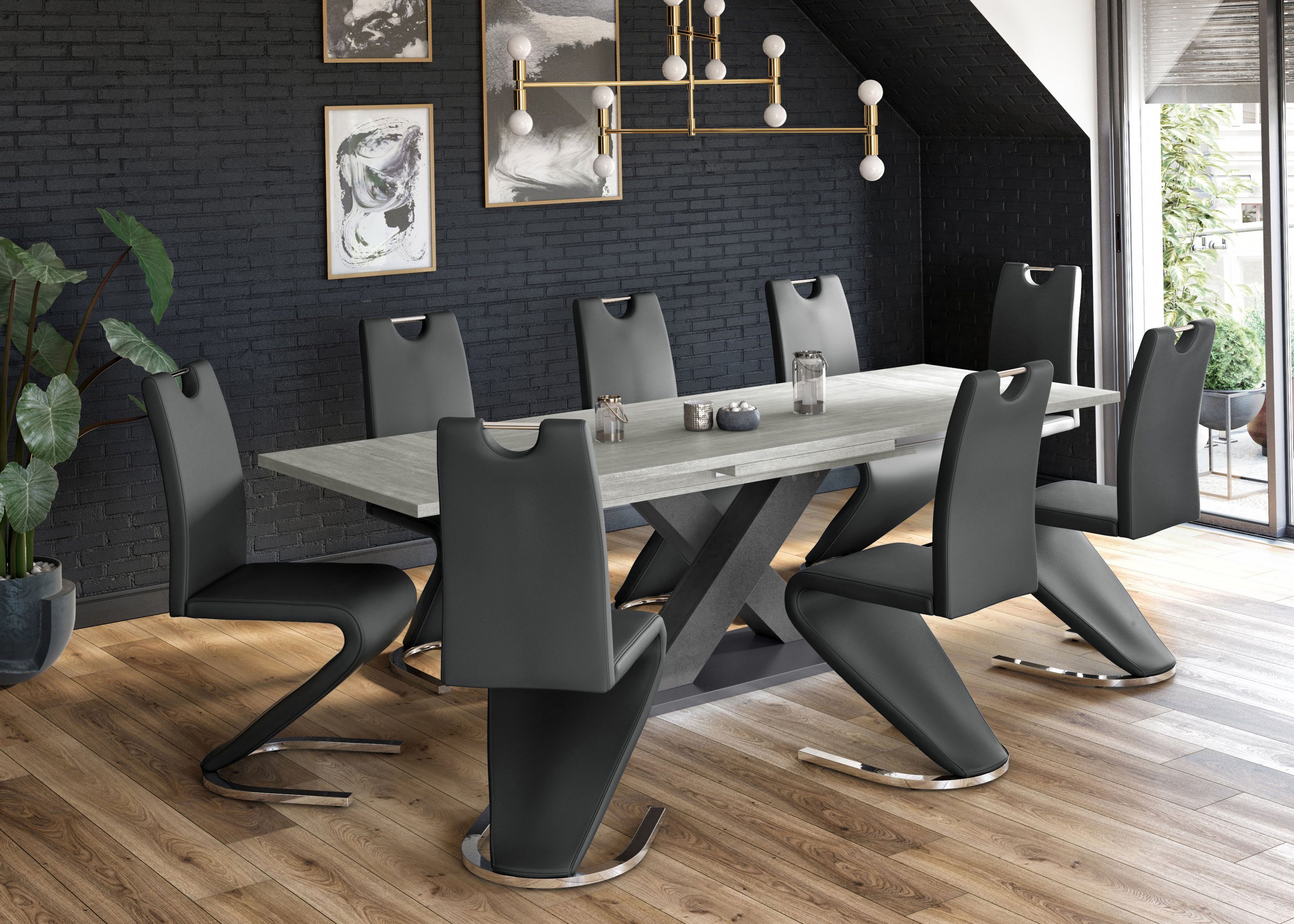 Mäusbacher Eettafel Comfort tafel TOPSELLER! Mäusbacher eettafel met X-frame en voetplaat. Breedte 160-260