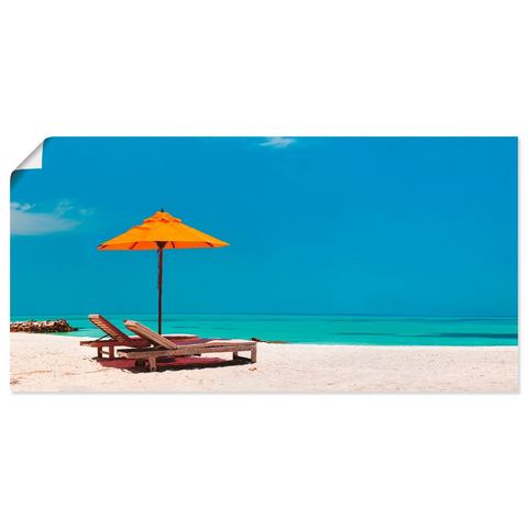 Artland artprint Liegestuhl Sonnenschirm Strand Malediven