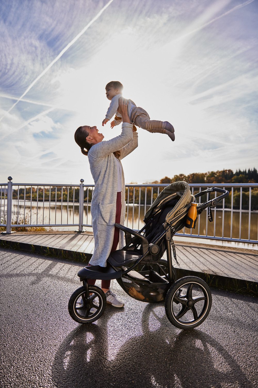 Hauck Kinderwagen met drie wielen Runner 3, Jungle Green met xxl-luchtwielen en handrem, tot 22 kg belastbaar