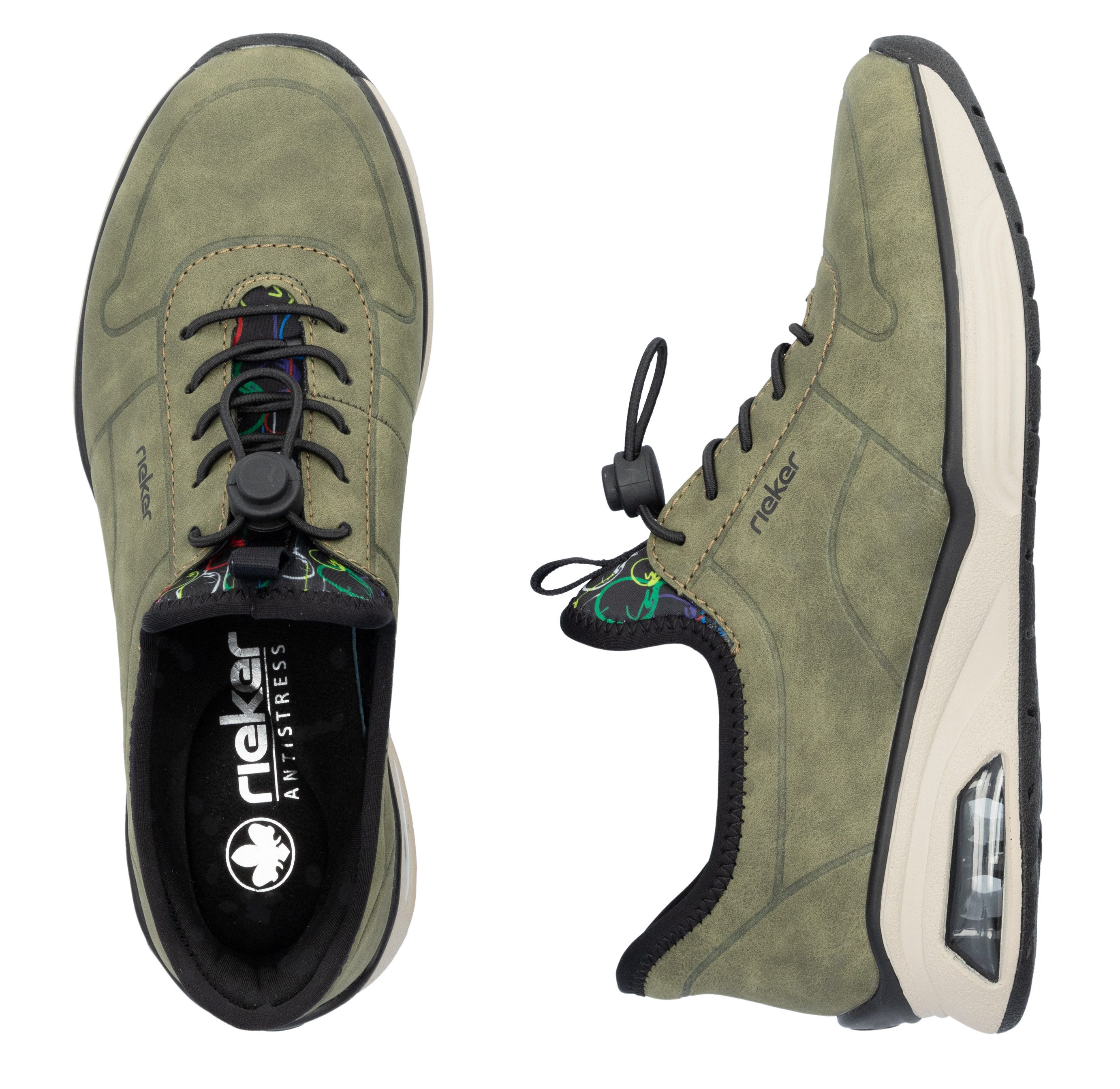 Rieker Slip-on sneakers , instapschoen, lage schoen, vrijetijdsschoen met elastische instap