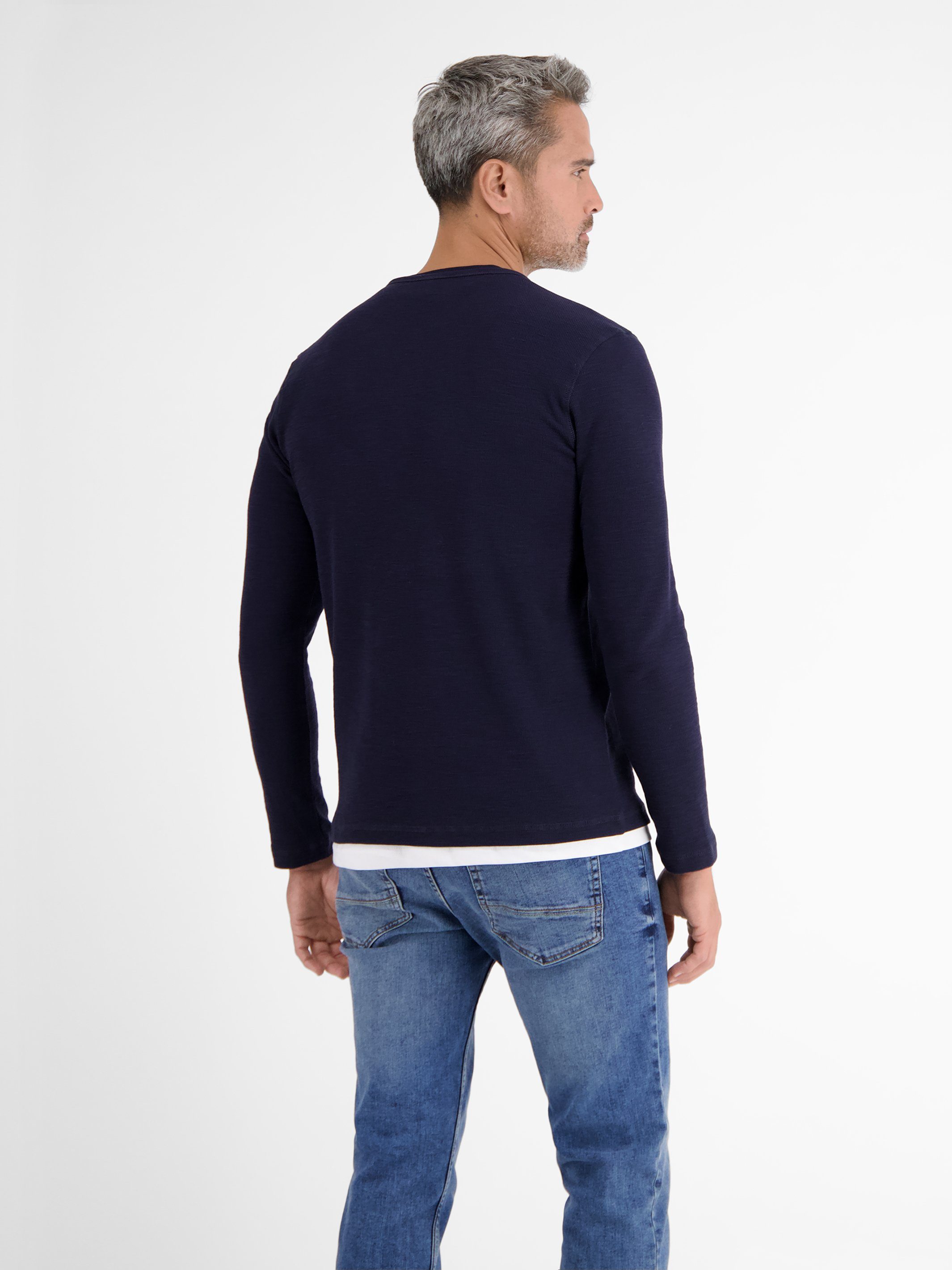 Lerros Sweatshirt LERROS lange mouw serafino met logostiksel