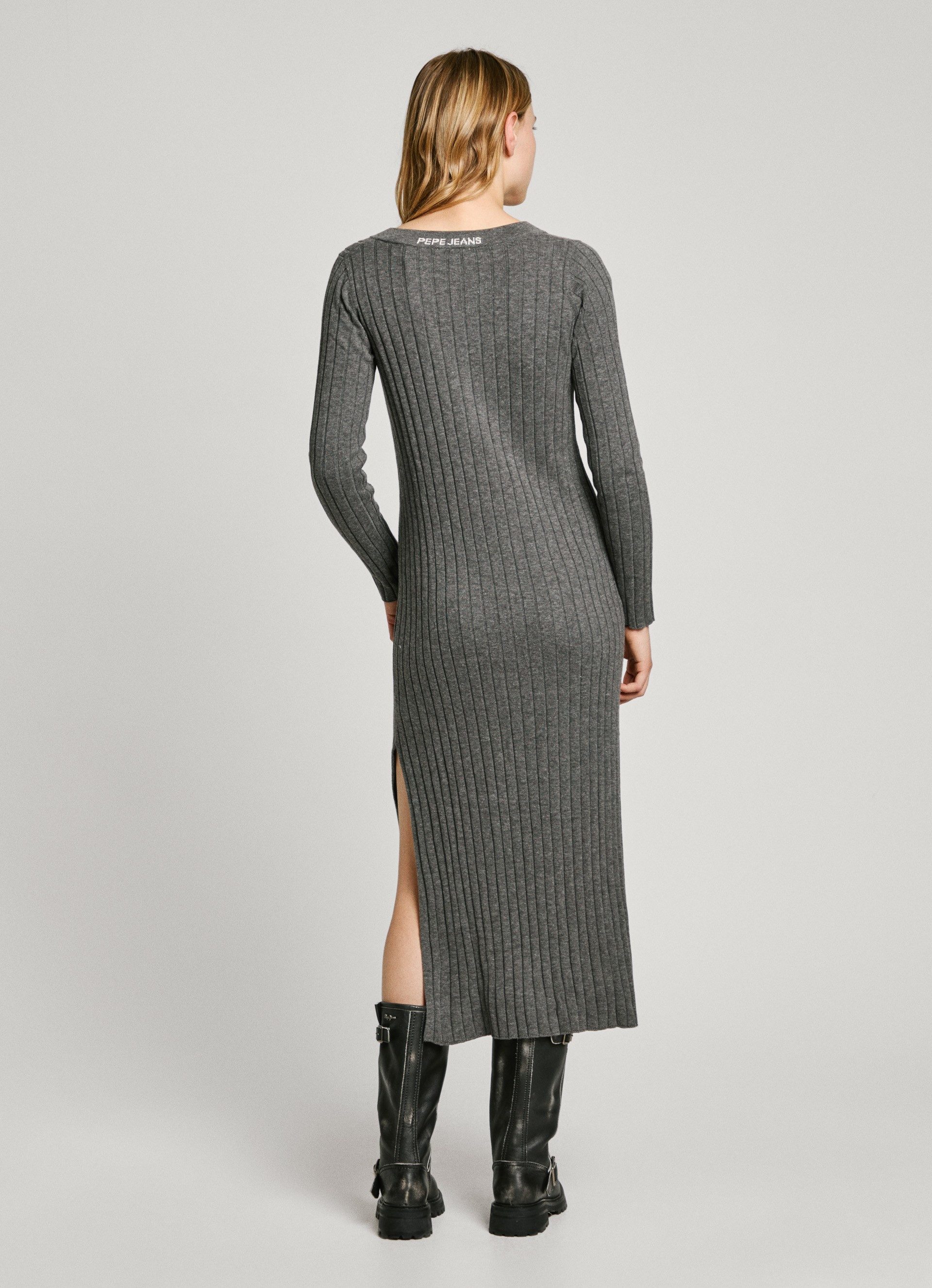 Pepe Jeans Gebreide jurk IZABEL DRESS met decoratieve knoopsluiting
