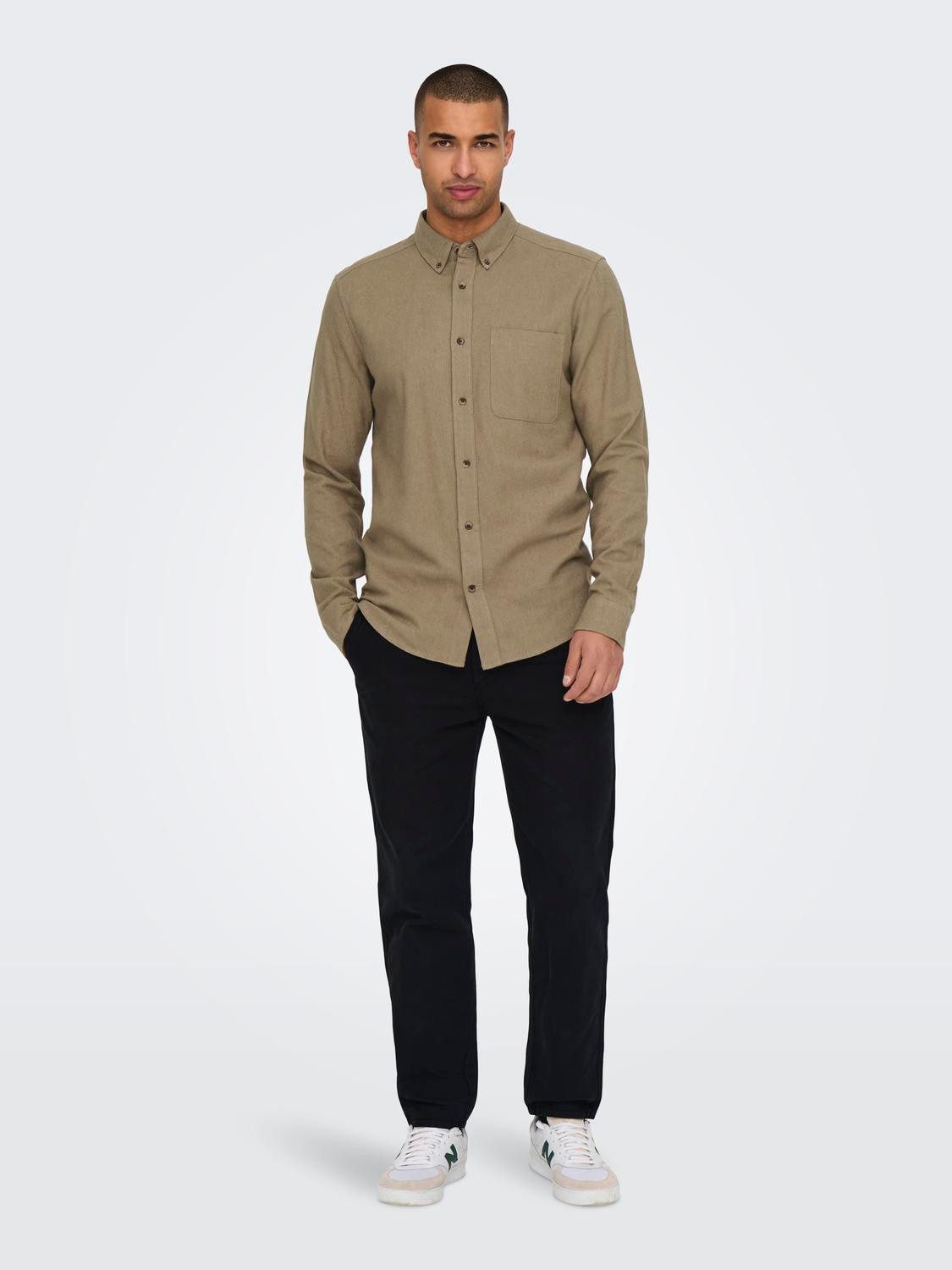 ONLY & SONS Overhemd met lange mouwen ONSGUDMUND SLIM 1-PKT SOLID SHIRT NOOS