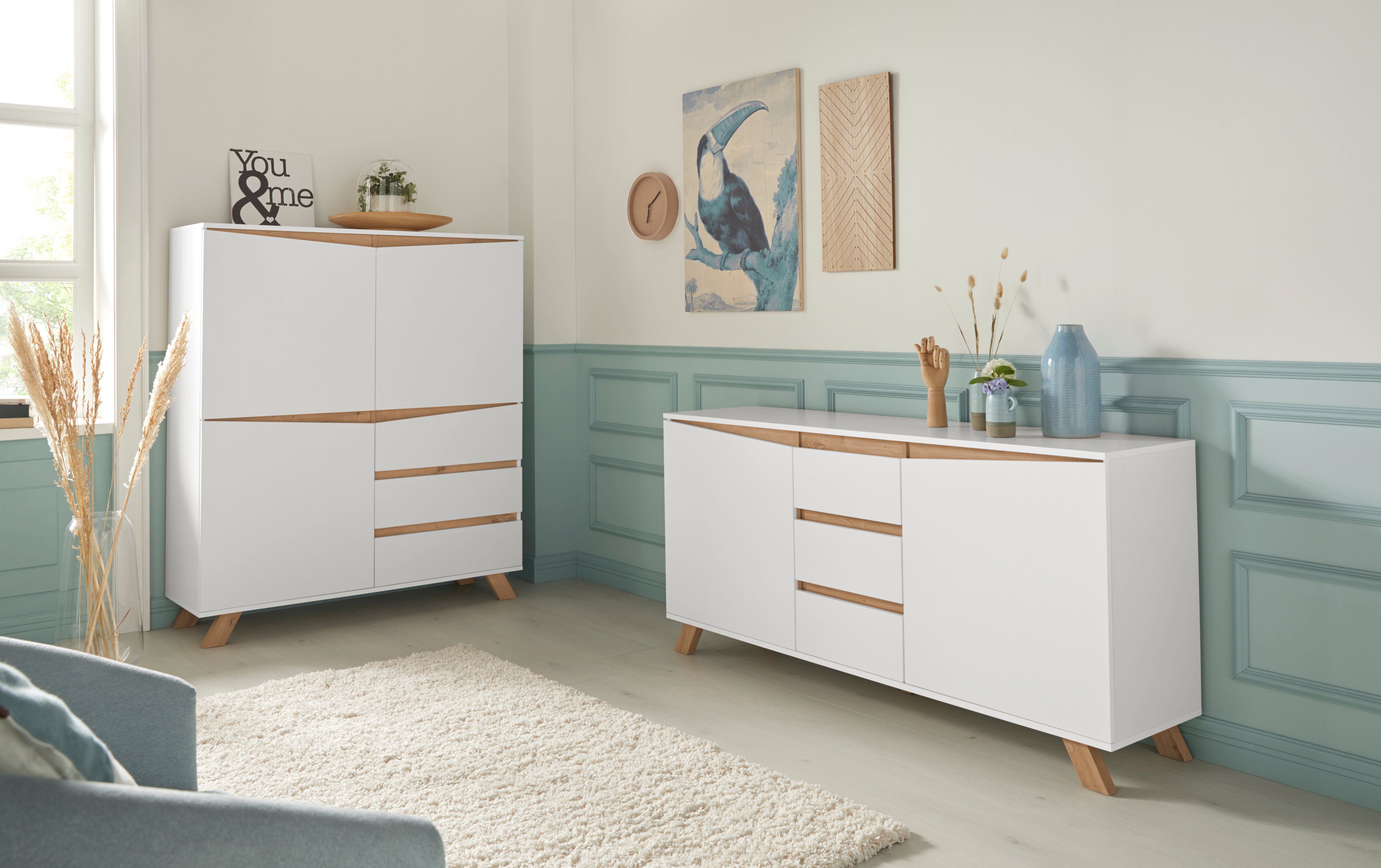 Homexperts Highboard Vicky , breedte 120 cm, hoogte 142 cm, in matwit