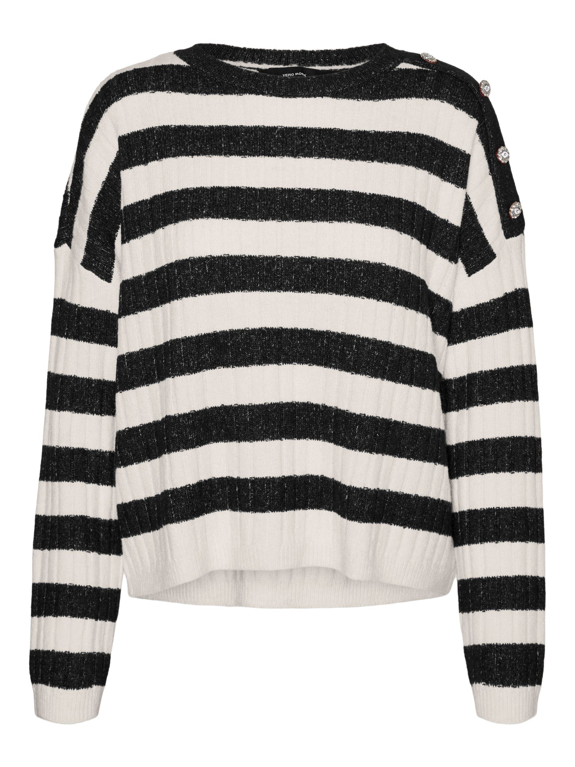 Vero Moda Trui met ronde hals VMELYA LS O-NECK BUTTON PULLOVER GA BOO
