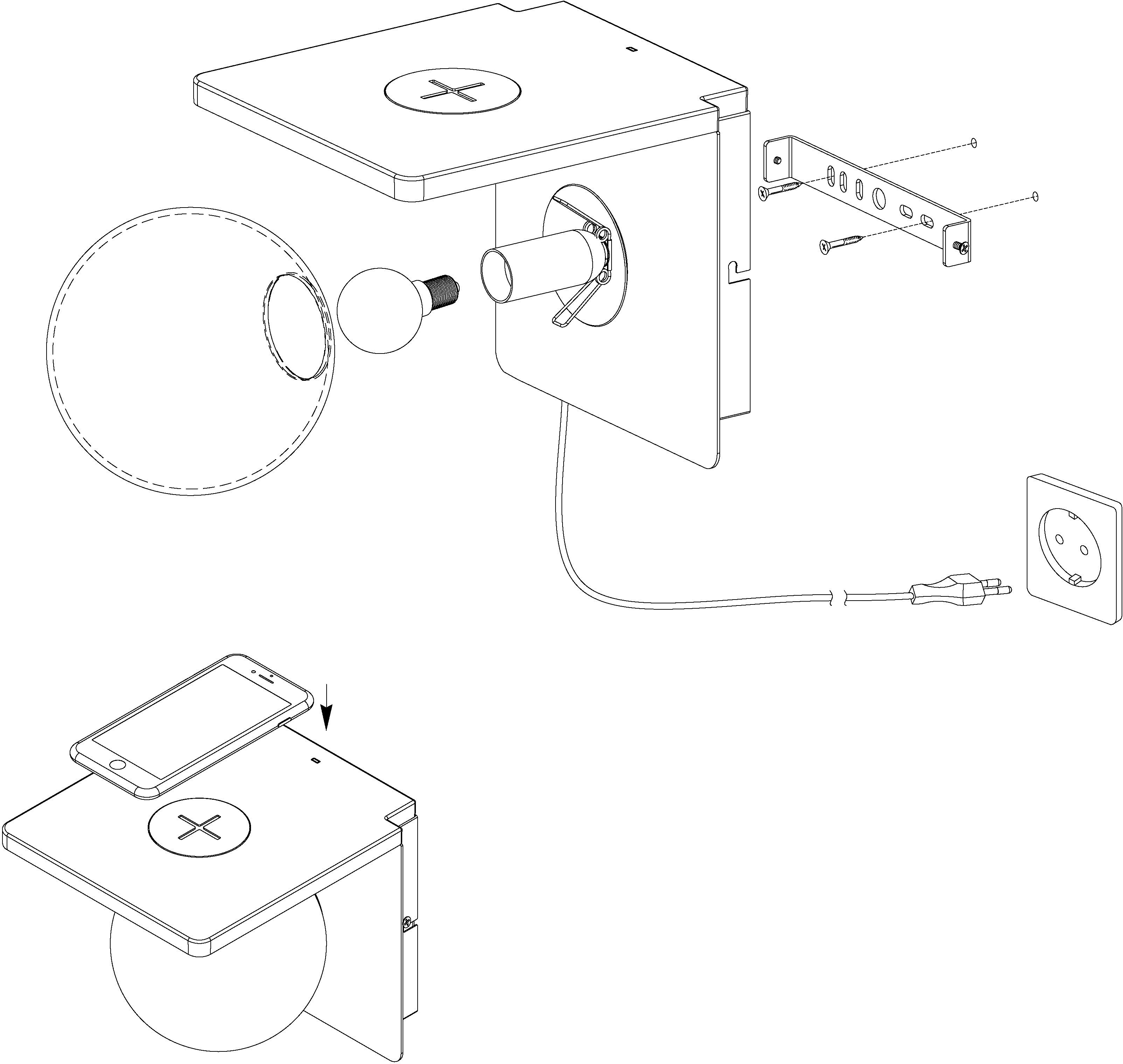 EGLO Wandlamp CIGLIE QI-oplader (1 stuk)