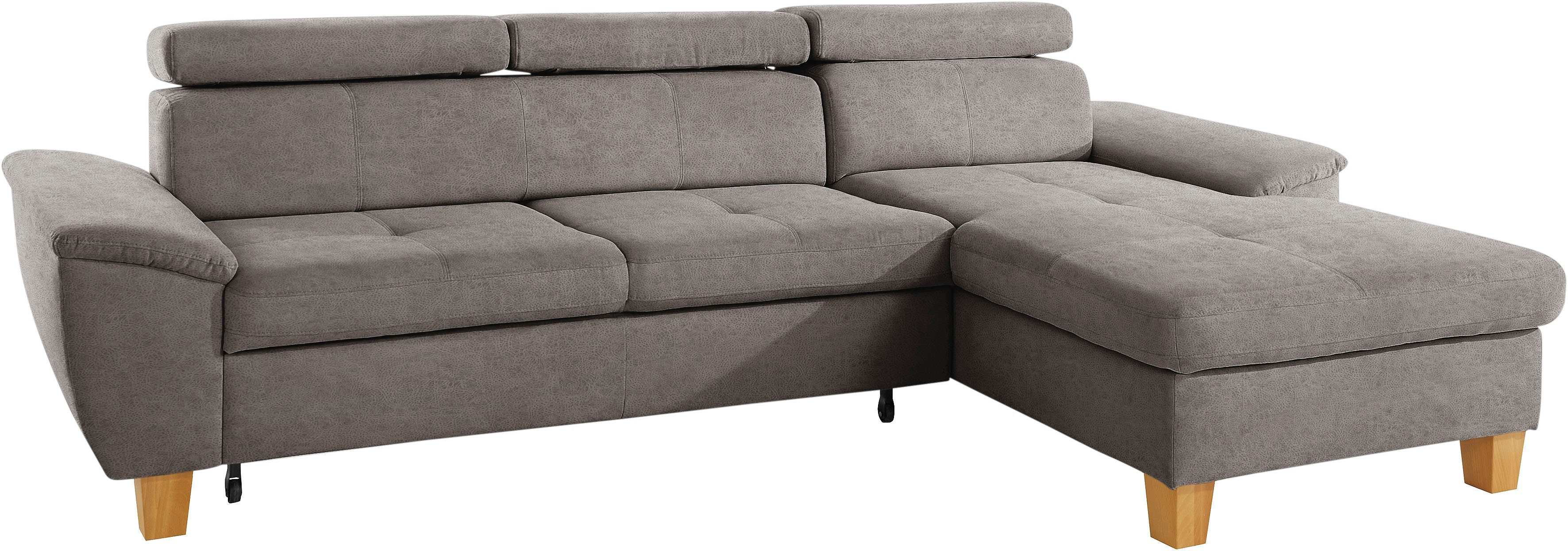 exxpo - sofa fashion Hoekbank Enya, uitgebreide afwerking, hoog zitcomfort, comfortabel, L-vorm inclusief verstelbare hoofdsteun, naar keuze met slaapfunctie en bedkist