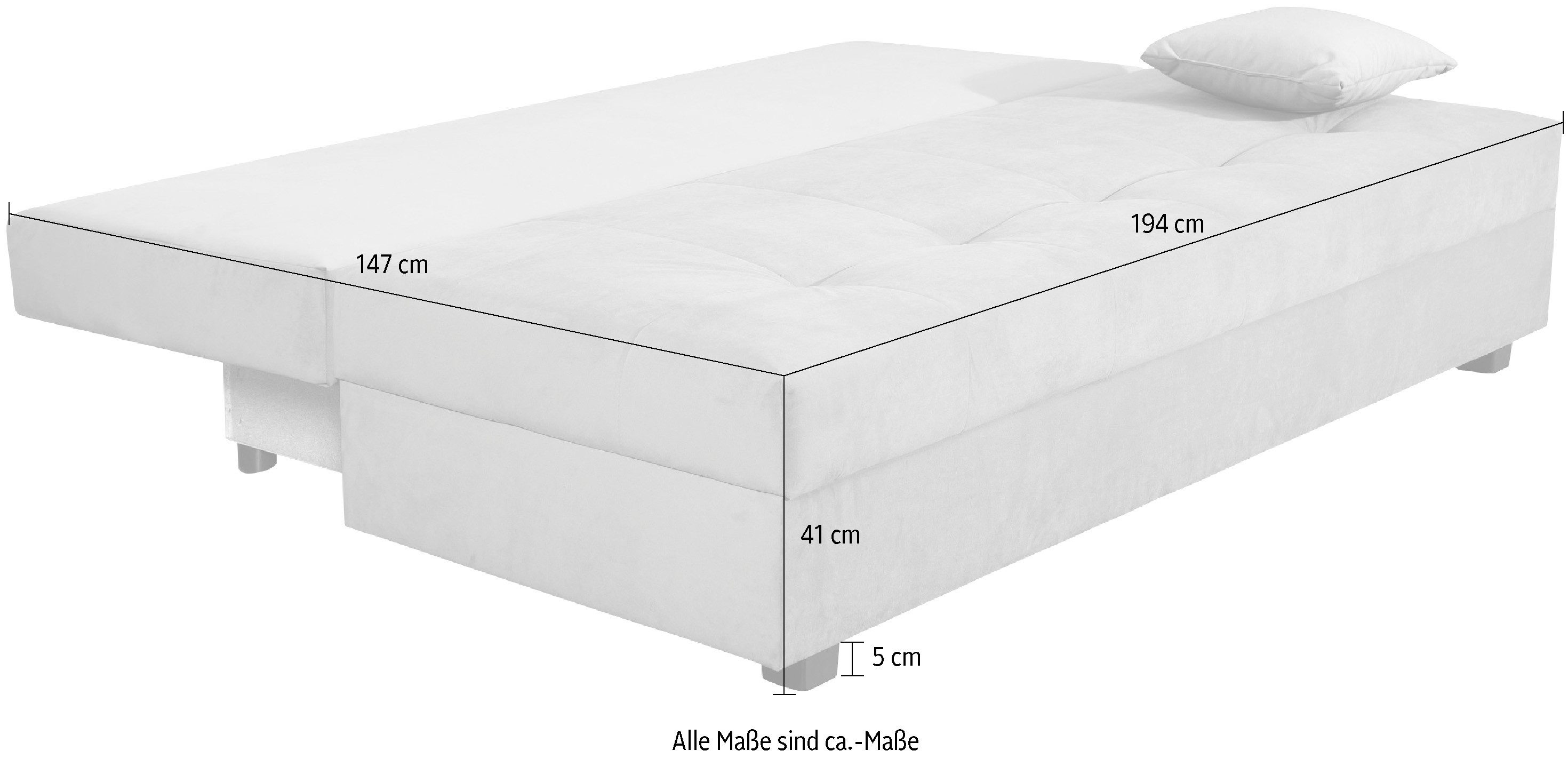 COLLECTION AB Slaapbank DARIA inclusief slaapfunctie en bedlade Slaapbank, bedfunctie, bedlade, inclusief rugkussens, veerkern