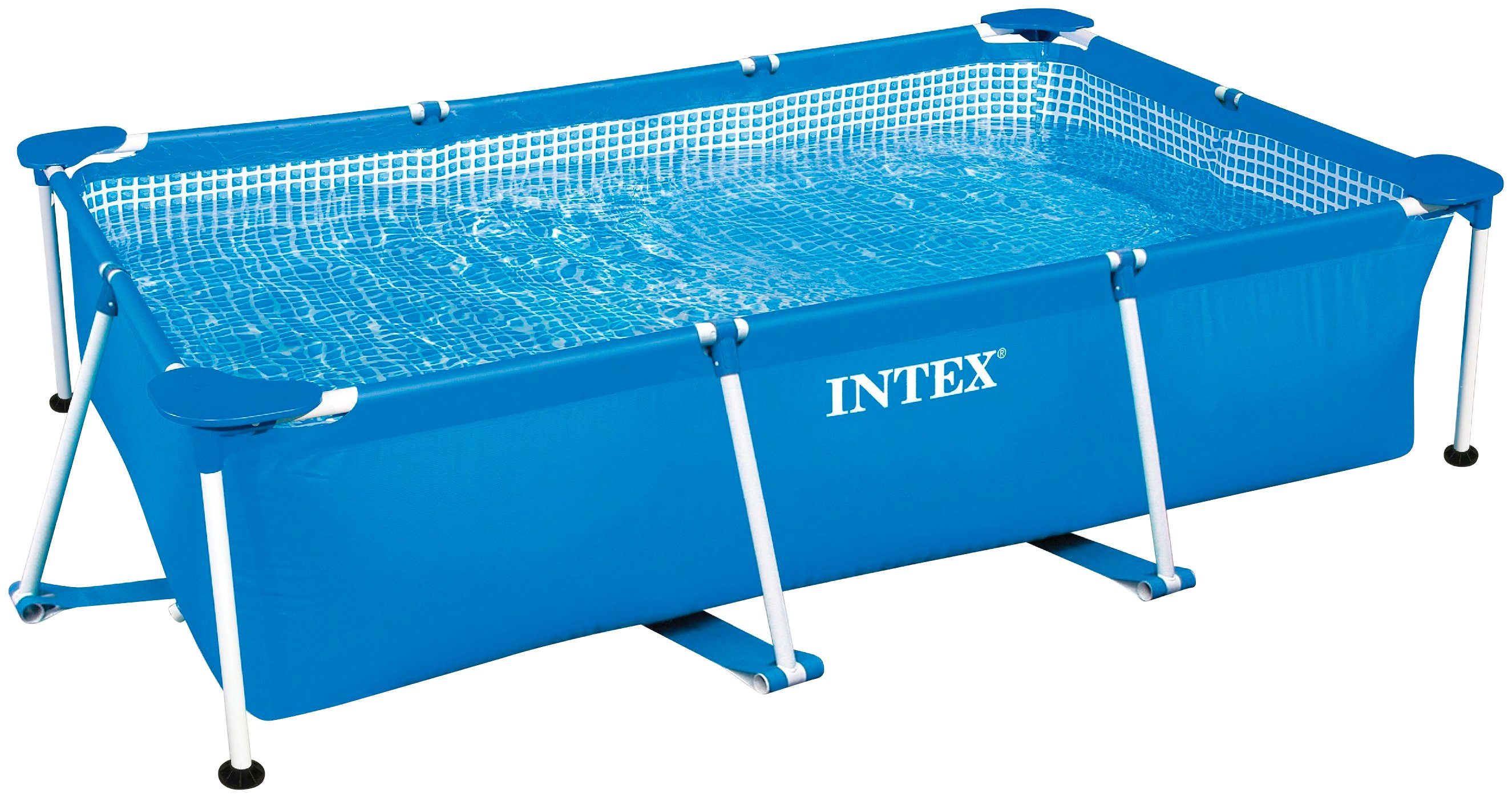 intex opzetzwembad metal frame rectangular blauw