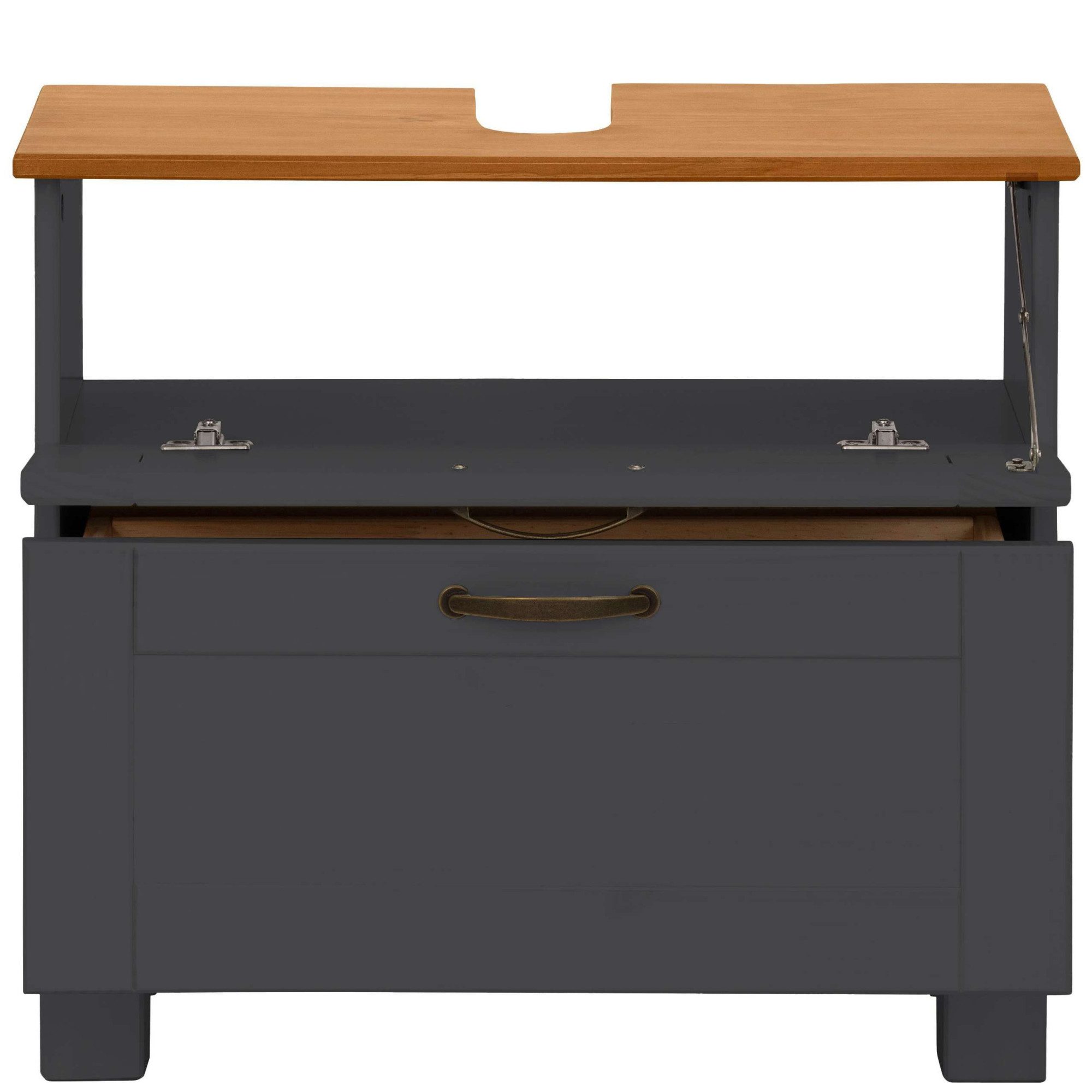 Home affaire Wastafelonderkast Rodby Massief, FSC®-gecertificeerd hout, grepen metaal, breedte 60 cm, hoogte 55 cm