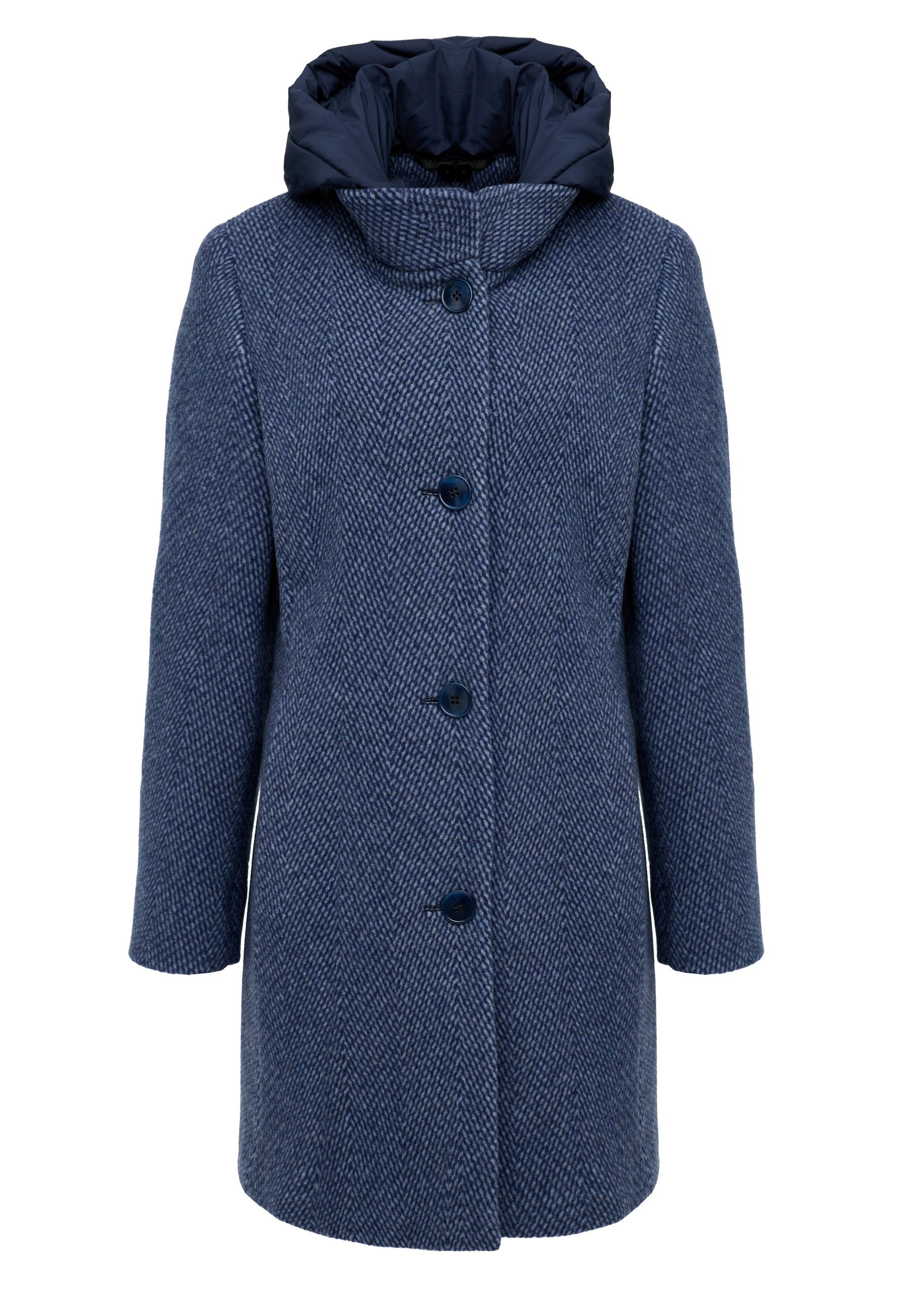 MANISA Wollen jack met opstaande kraag en capuchon, in tweed-look
