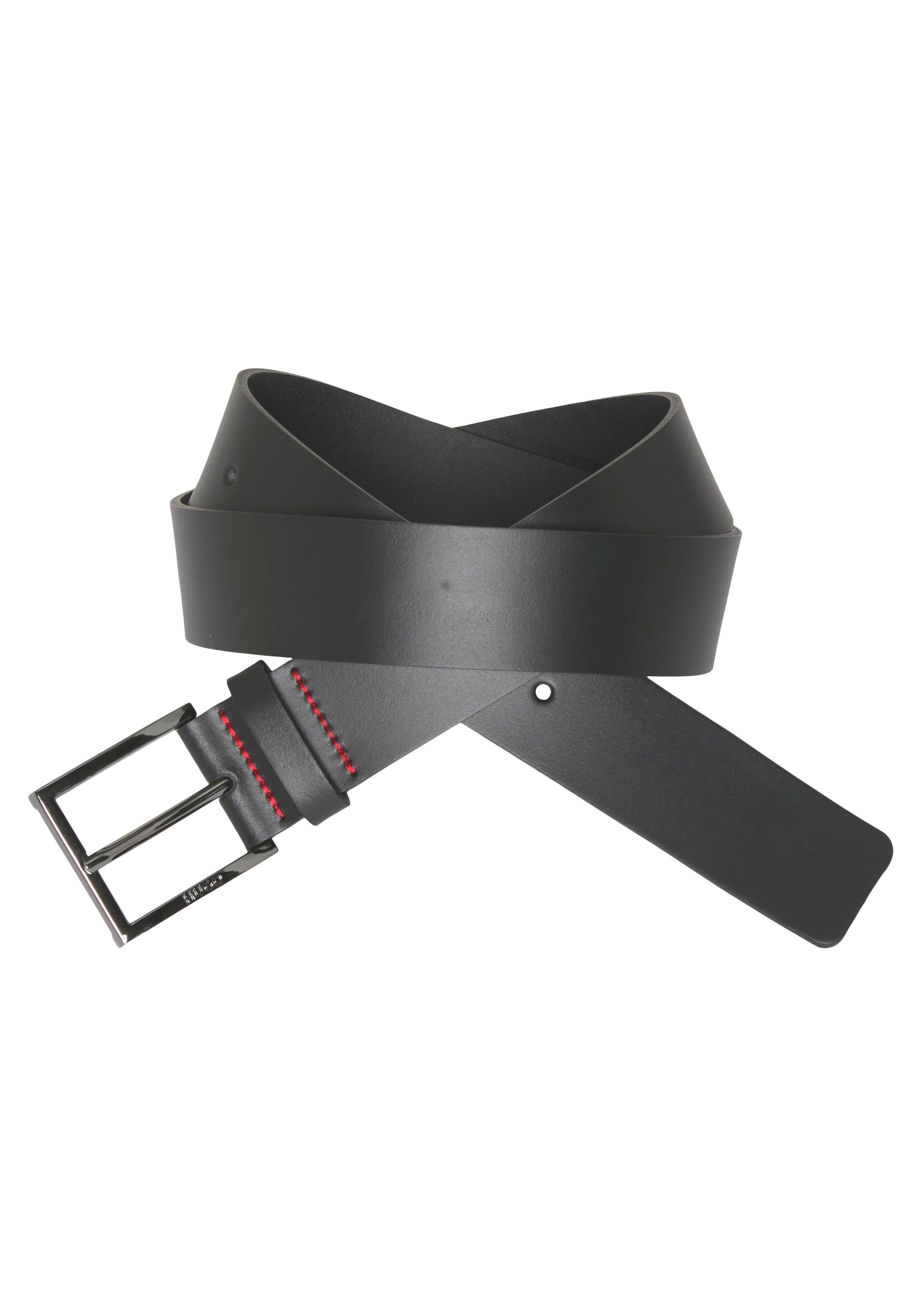 HUGO Leren riem Geek_Sz35 met contrasterende naden en subtiele metalen sluiting