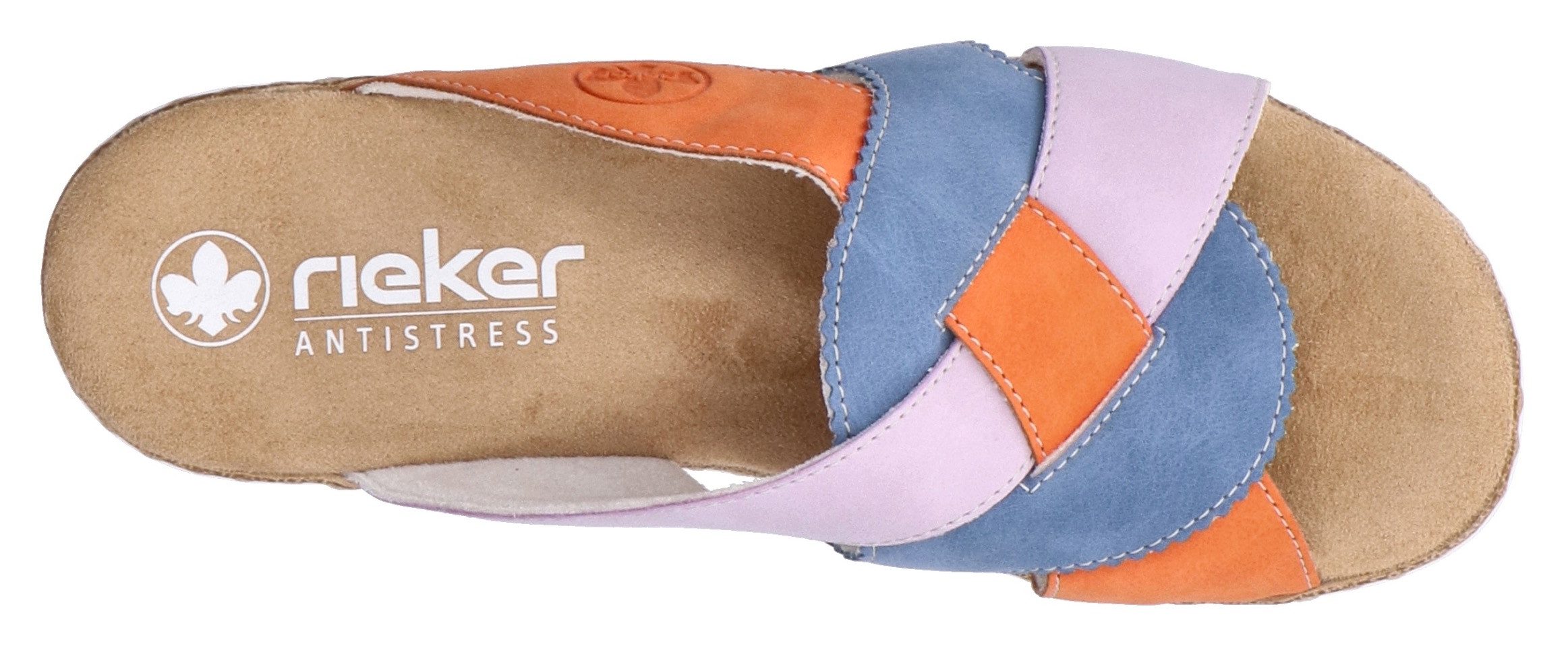Rieker Slippers Zomerschoen, strandschoen, huisschoen met twee kleurige plateausool