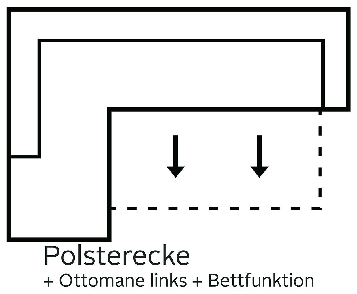 sit&more Hoekbank Valantine L-vorm inclusief verstelbare hoofdsteun en armleuning, naar keuze met slaapfunctie