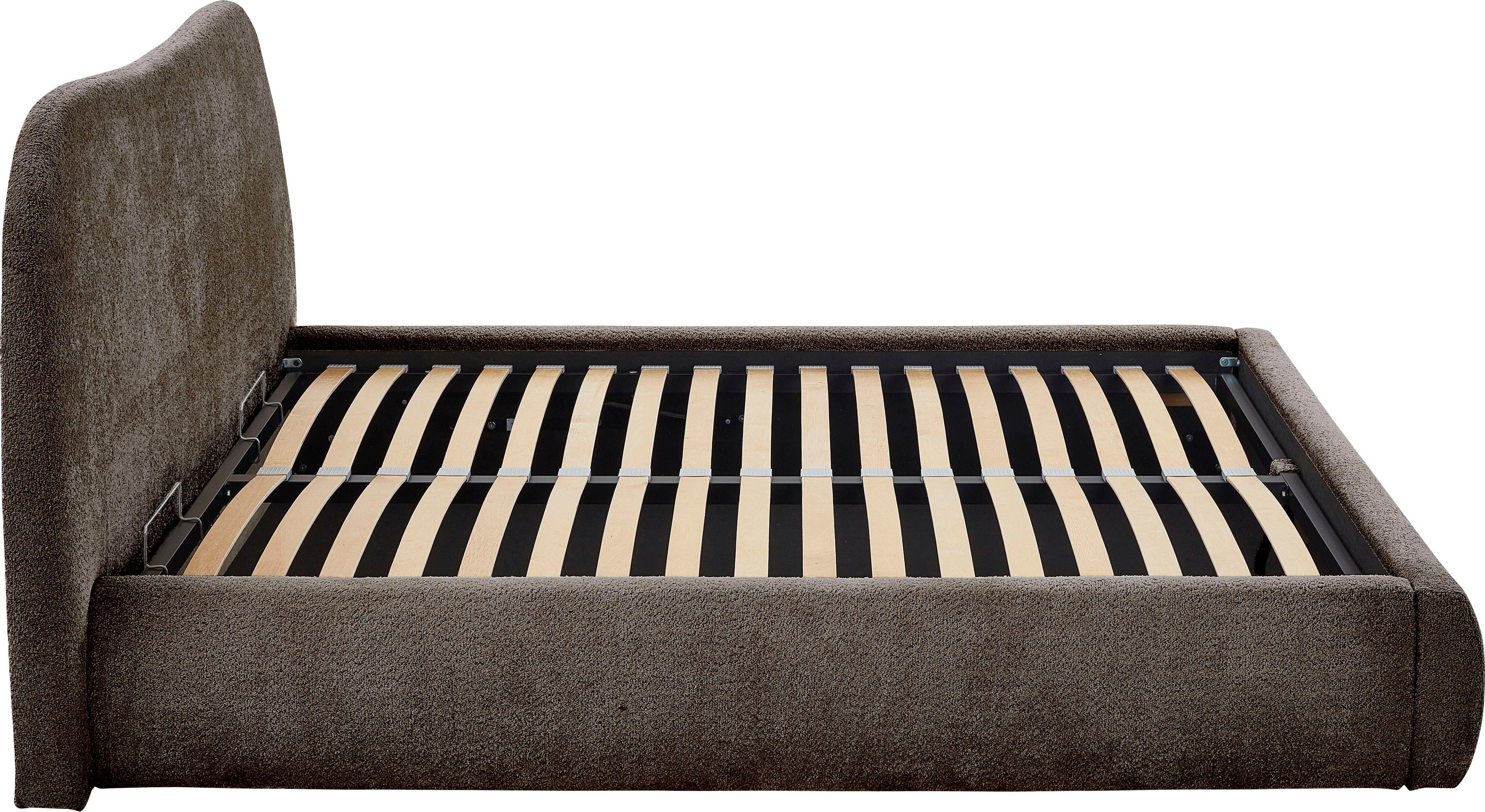 ATLANTIC home collection Gestoffeerd bed Sophie met of zonder opbergruimte, hoogwaardige bouclé bekleding