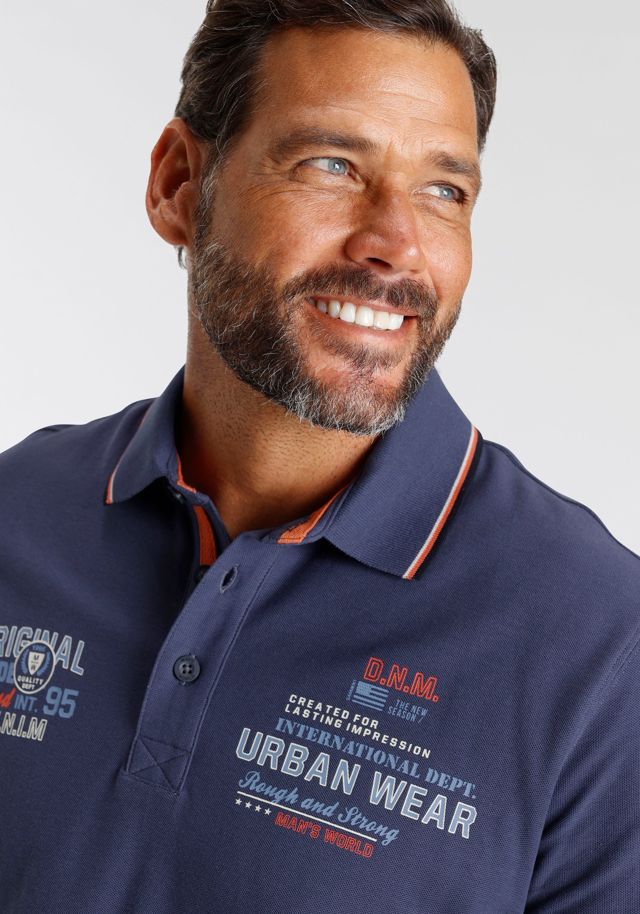Man's World Poloshirt Korte mouwen, met coole print, polokraag, van piqué-stof