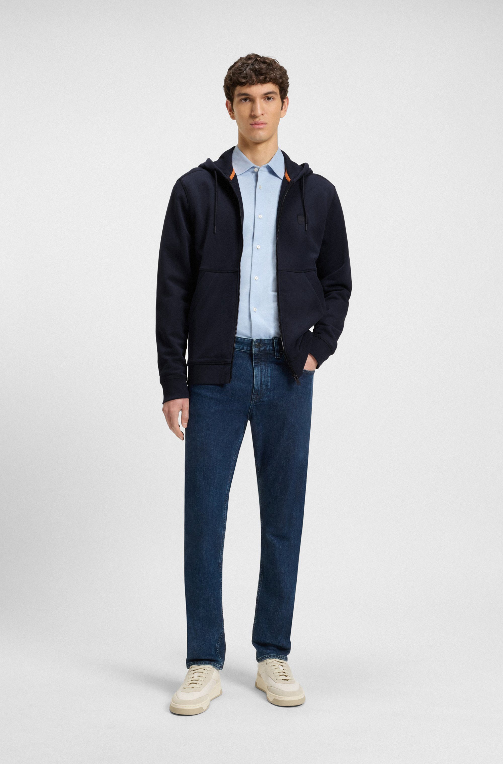 Boss Orange Capuchonsweatvest Zetalky met kangoeroezak