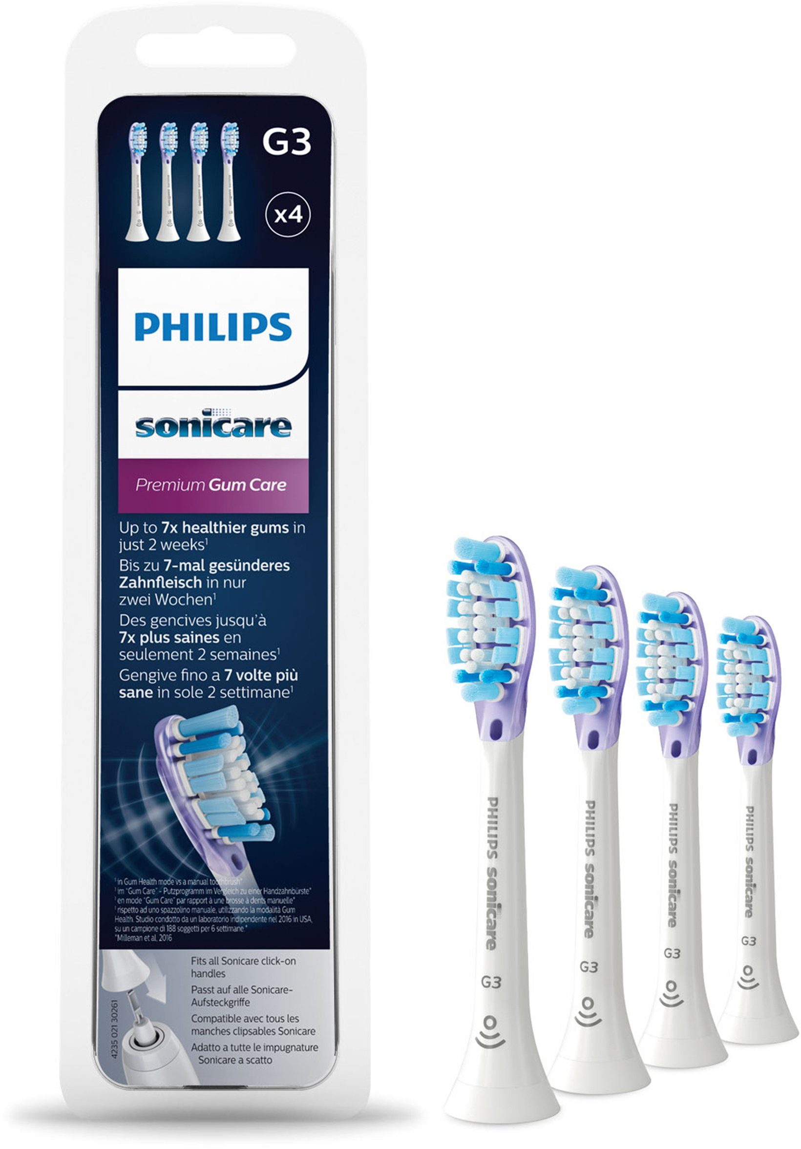 Philips Sonicare Opzetborsteltjes G3 Premium Gum Care HX9054/17 Standaardformaat, met borstelkopherkenning