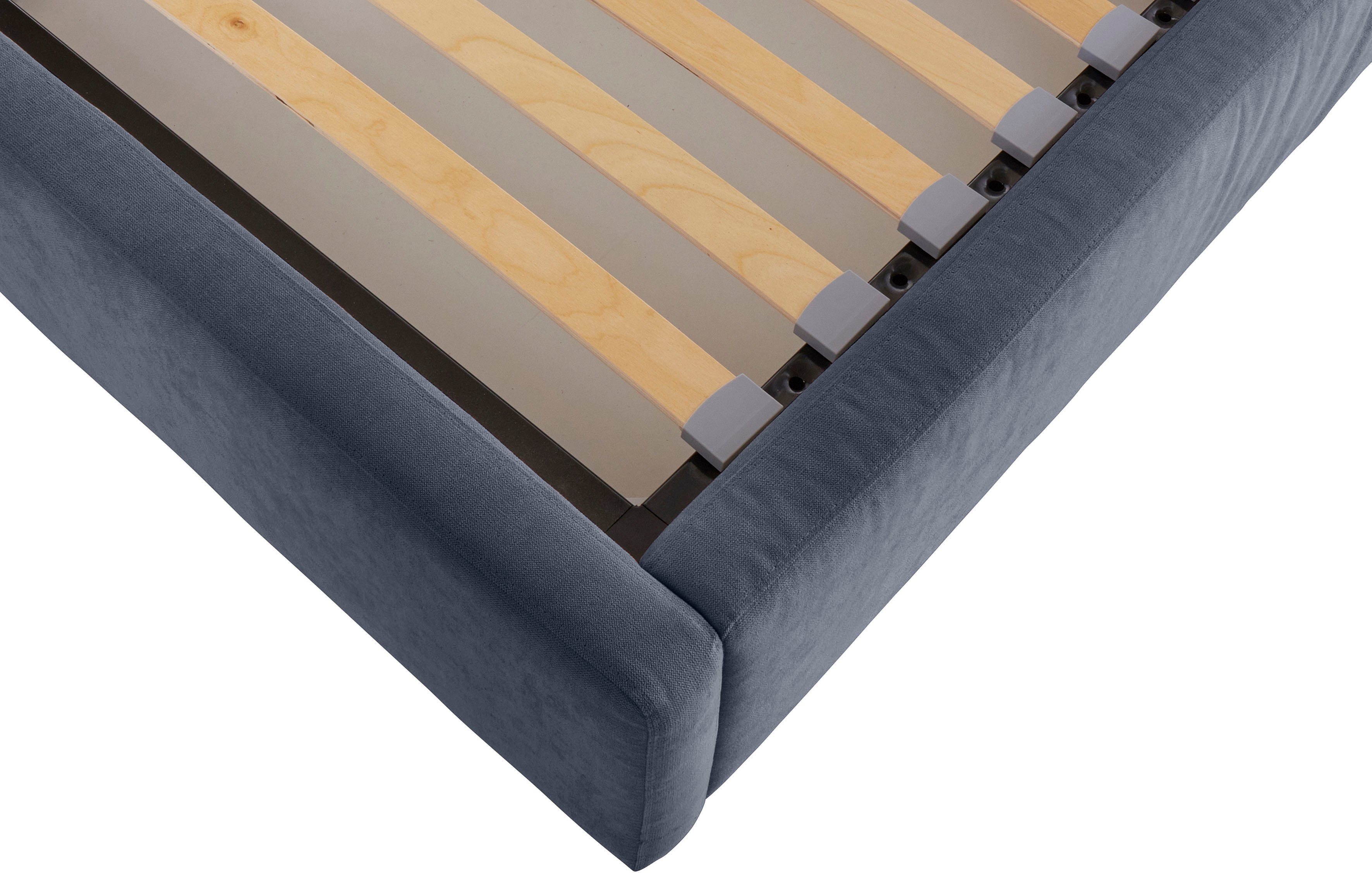 Leonique Gestoffeerd bed LOUANNE met mooie capitonnage aan de achterkant, met bedkist