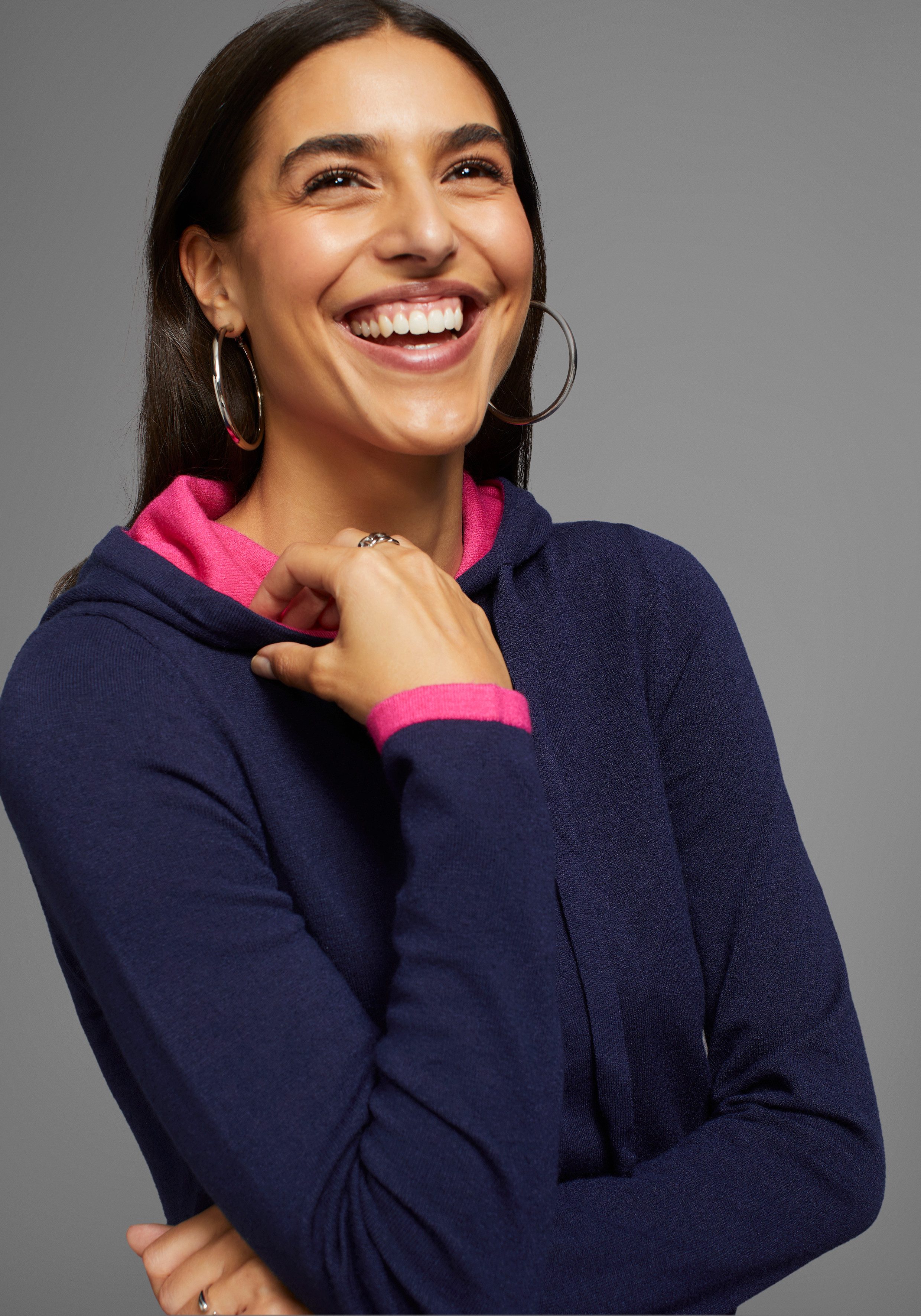 Laura Scott Gebreide jurk met roze kleurdetails