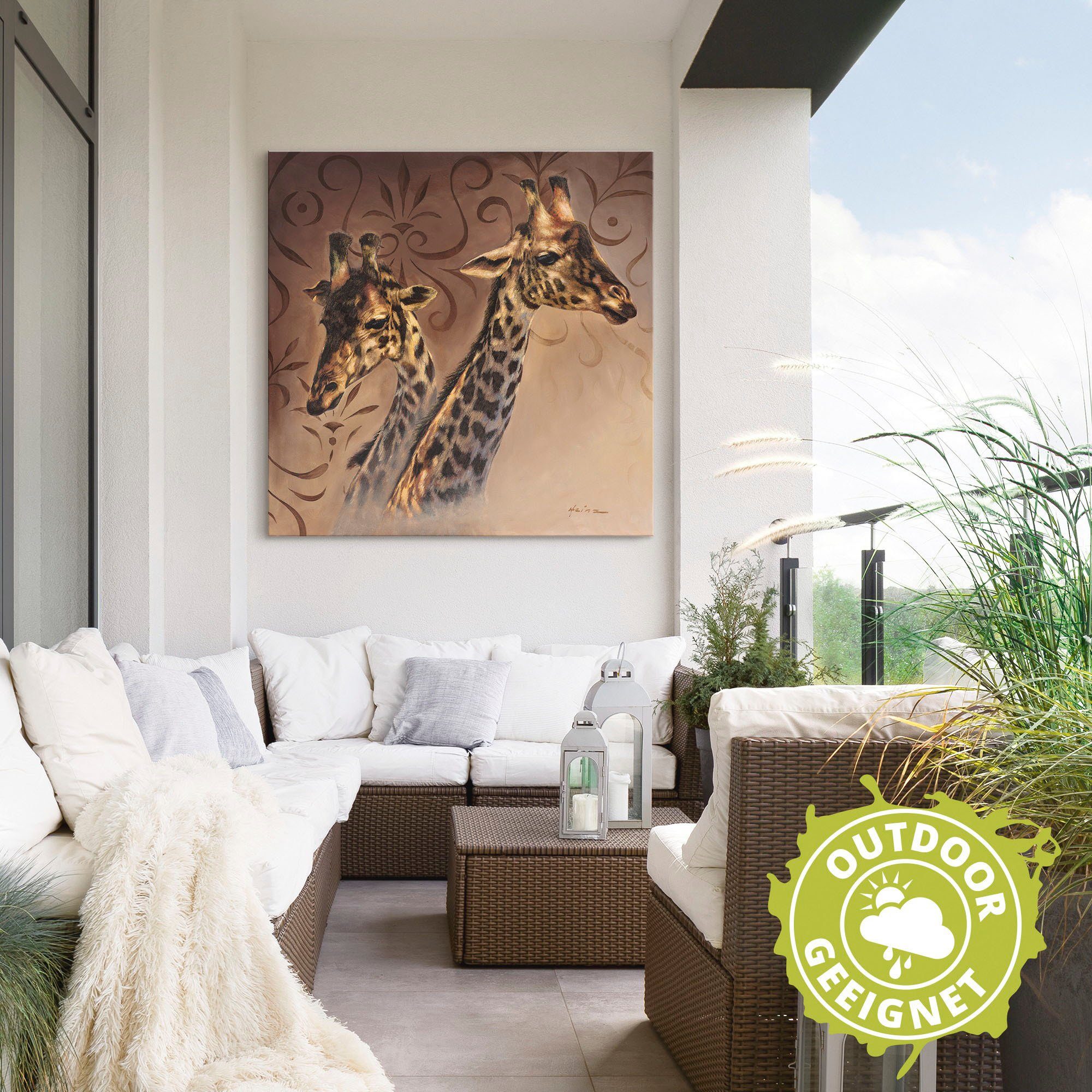Artland Artprint Giraffen portret als artprint van aluminium, artprint voor buiten, artprint op linnen in verschillende maten